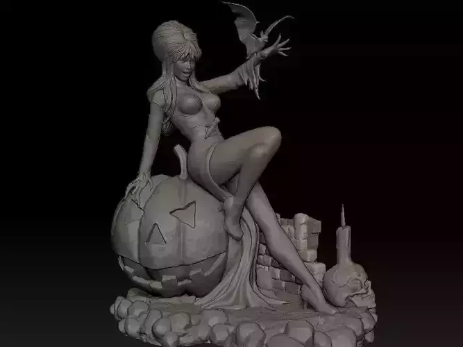 Elvira on Pumpkin 3D print model