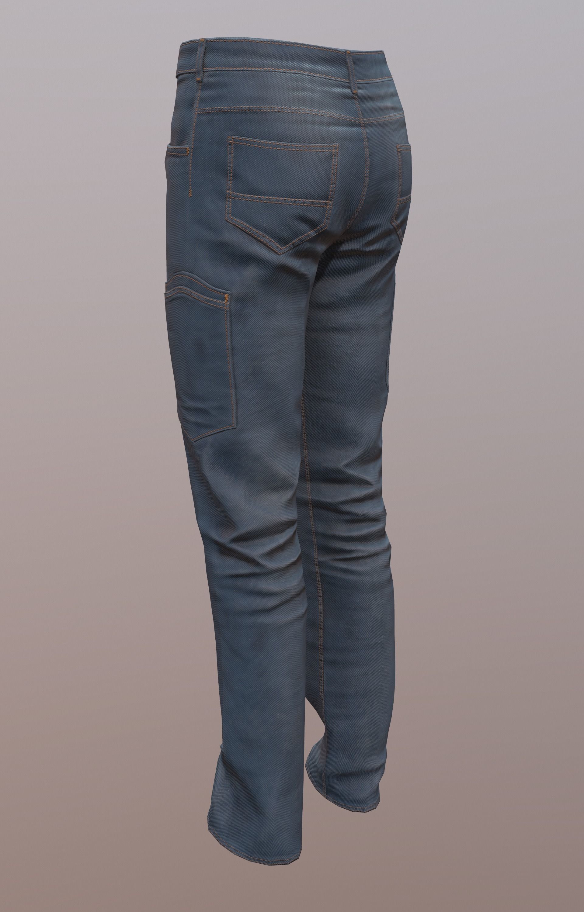 Jeans 1 denim pants Low-poly 3D model_3