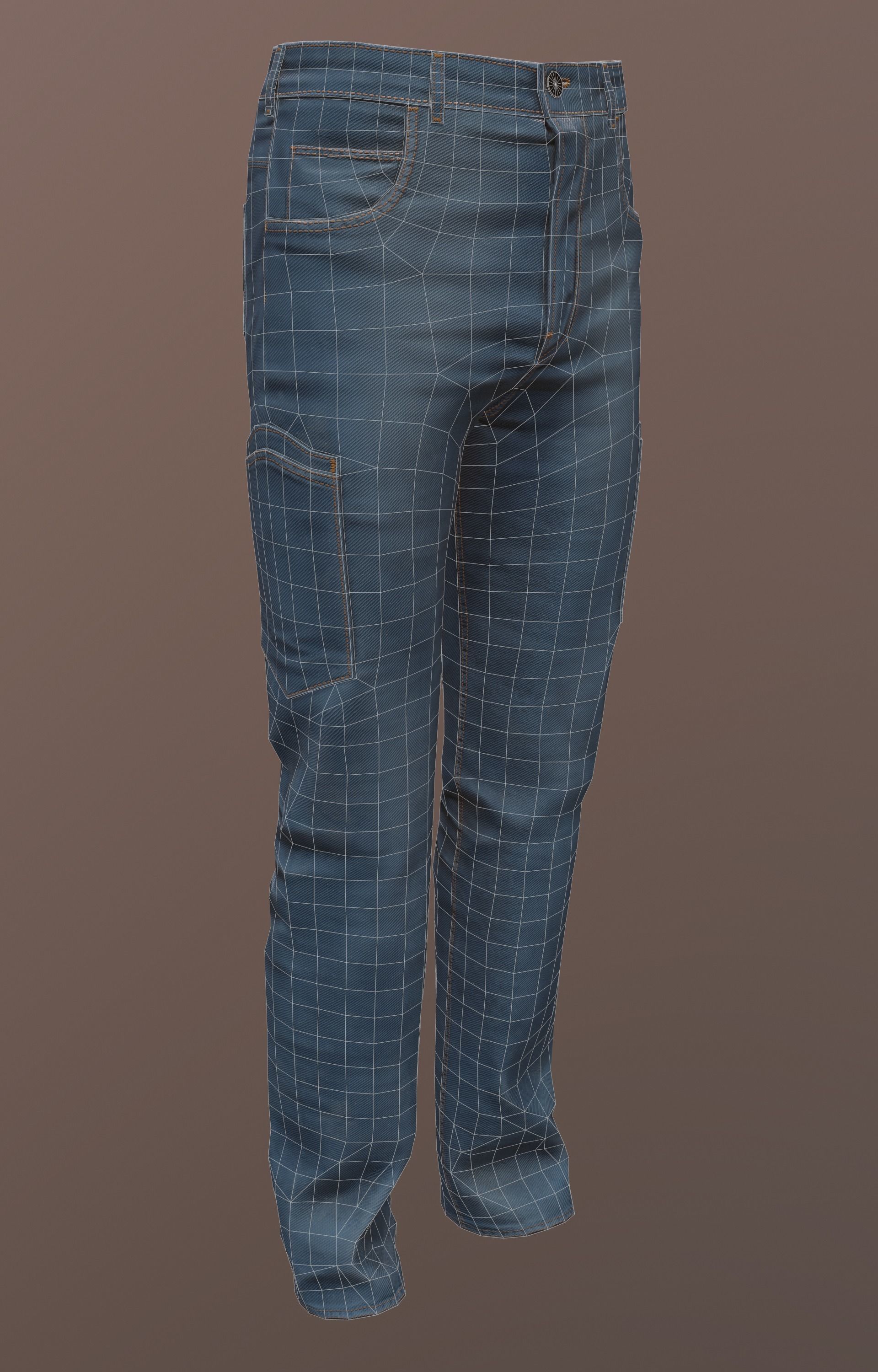 Jeans 1 denim pants Low-poly 3D model_6