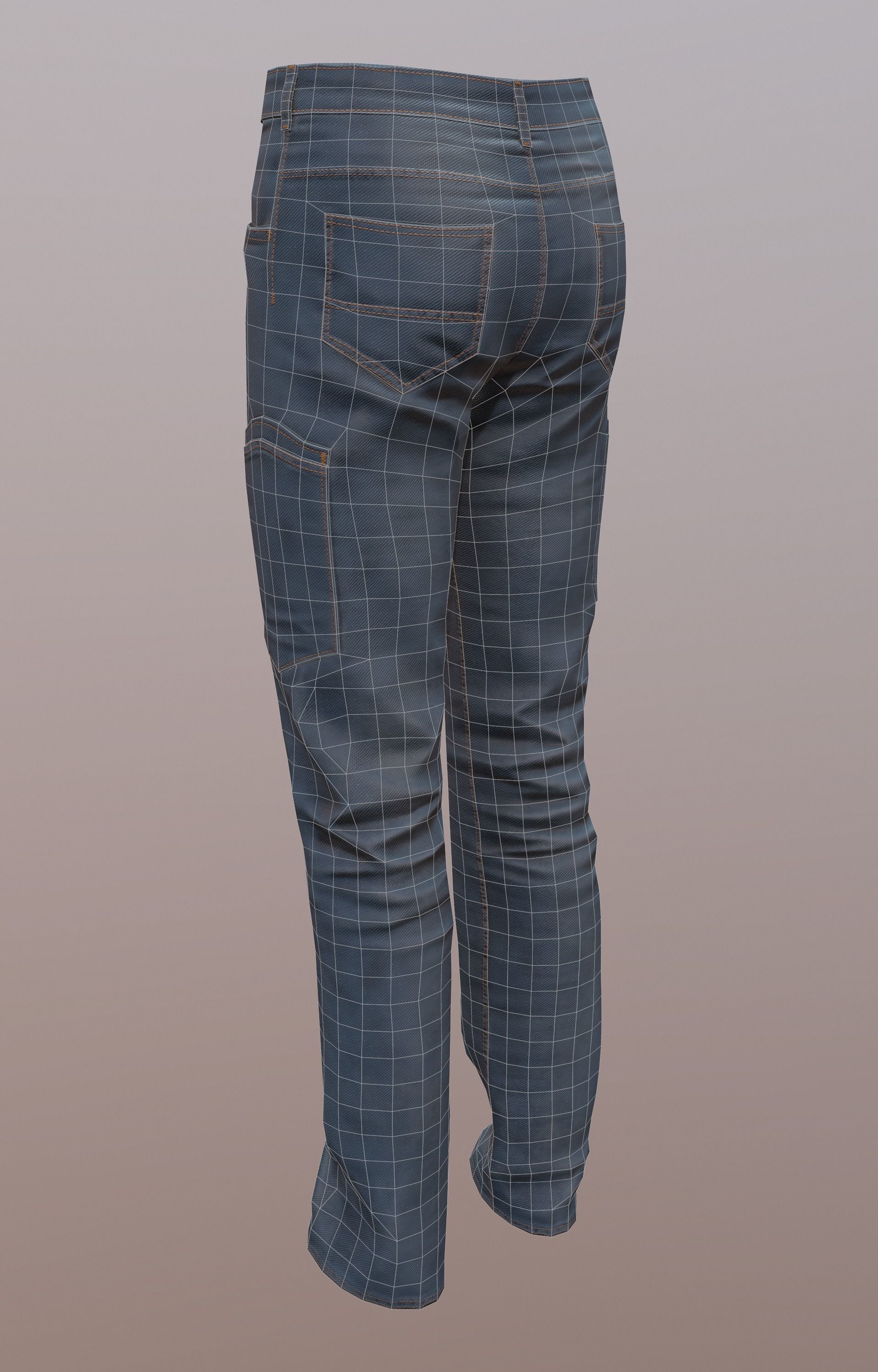 Jeans 1 denim pants Low-poly 3D model_7