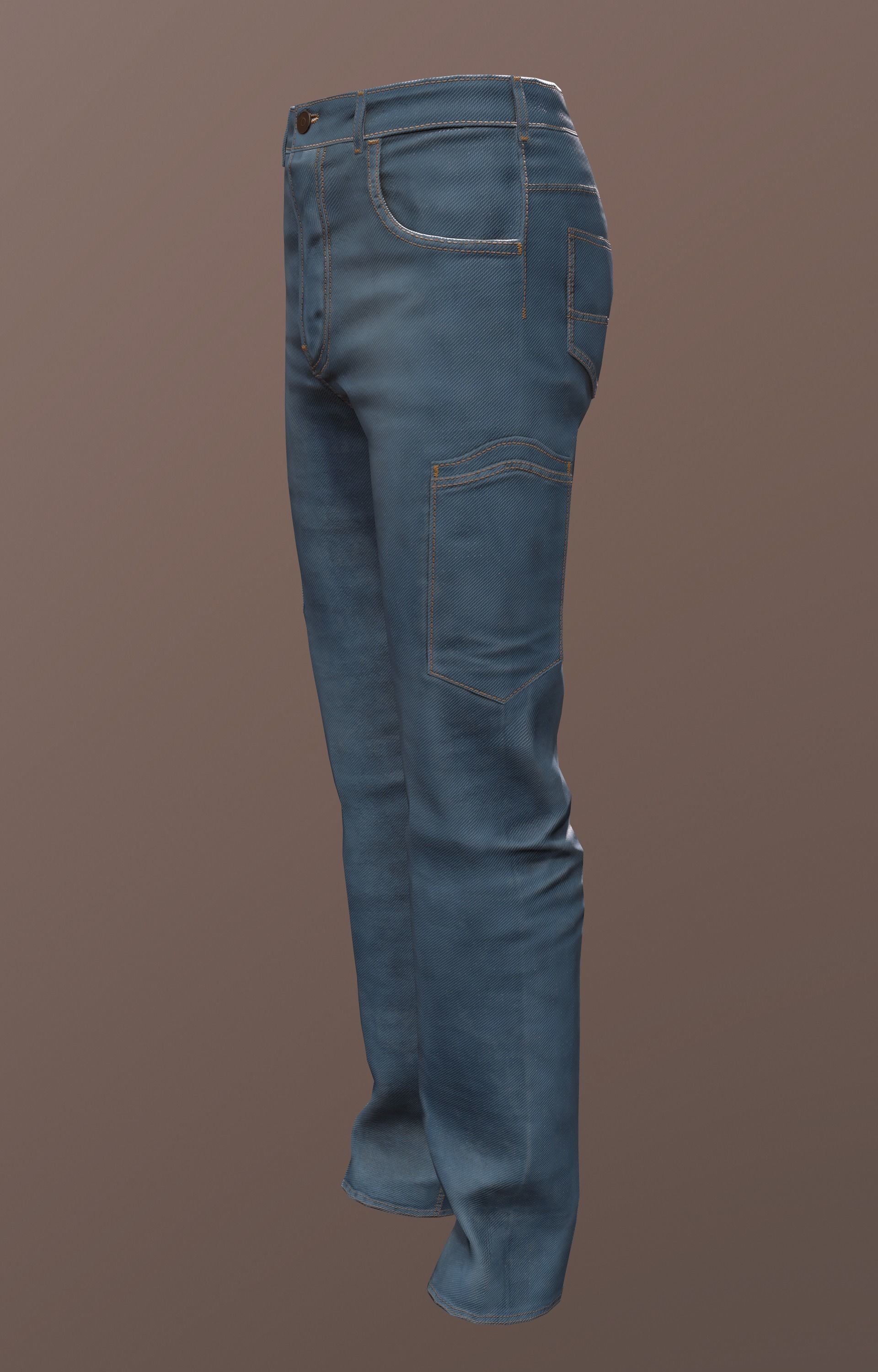 Jeans 1 denim pants Low-poly 3D model_2