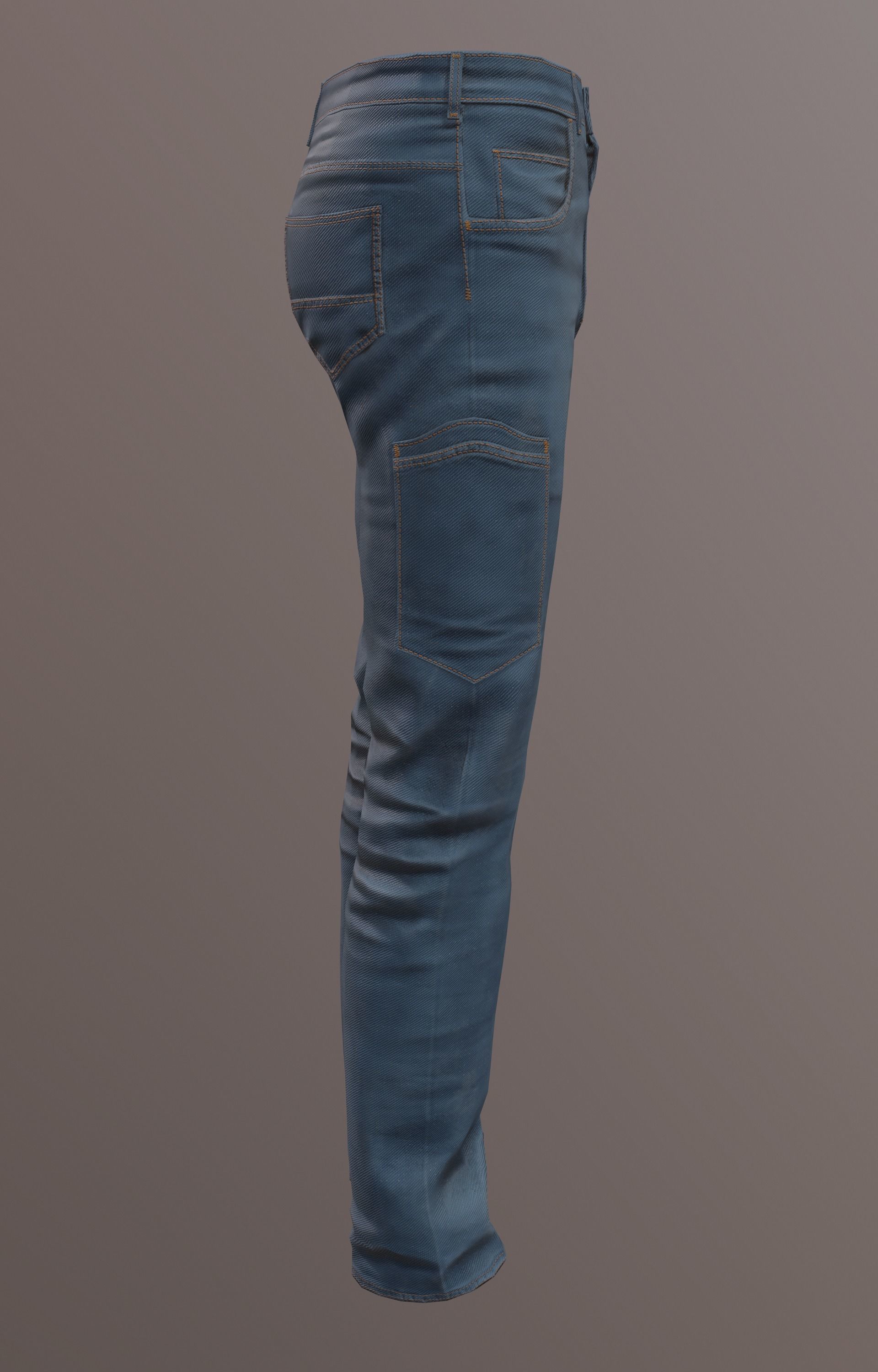 Jeans 1 denim pants Low-poly 3D model_5