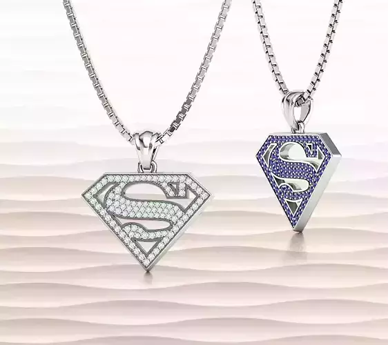 Superman Diamond Pendant 22mm wide Necklace 3D print model