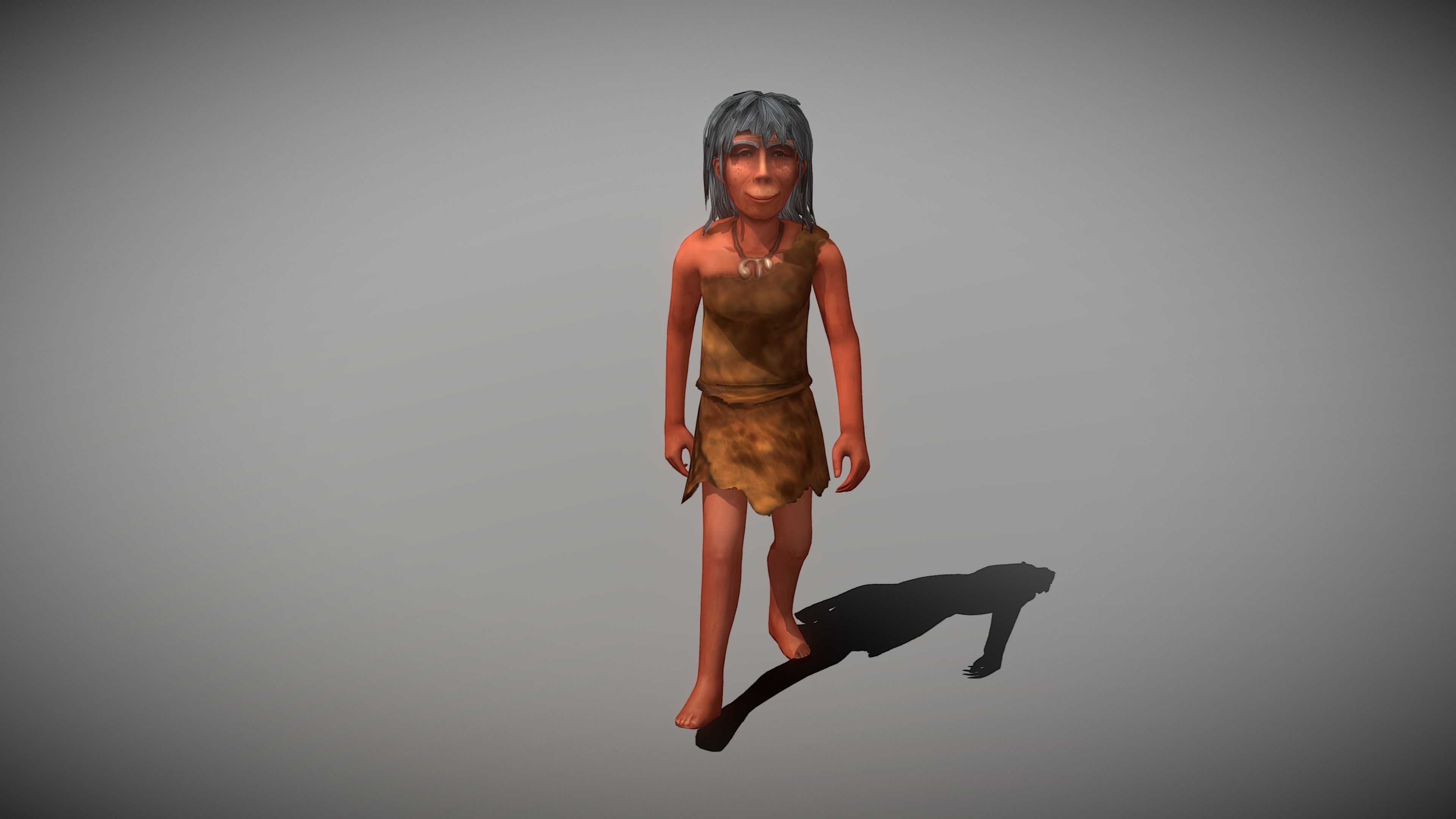 Caveman Old  Woman Low-poly 3D model_9