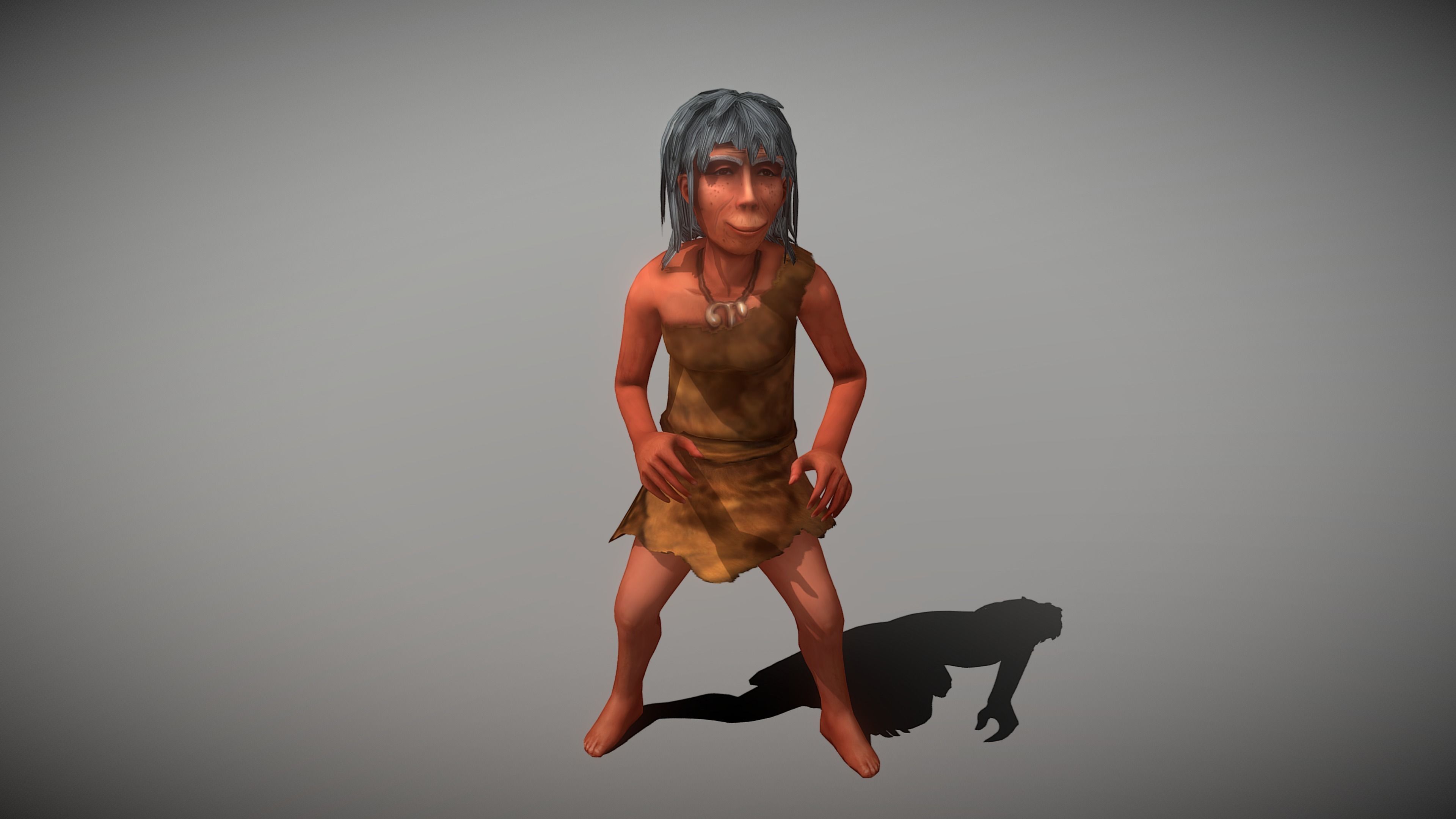 Caveman Old  Woman Low-poly 3D model_3