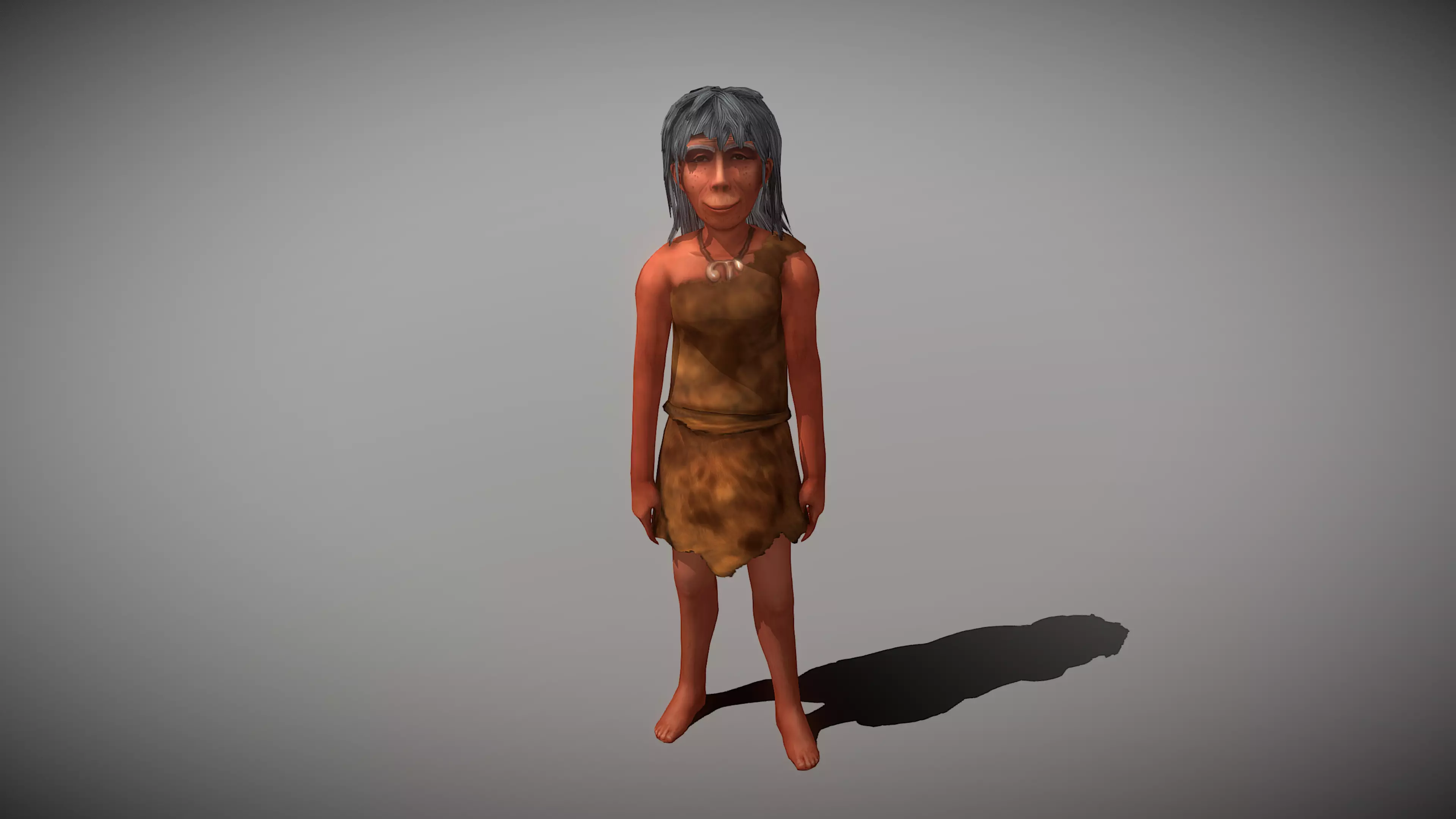Caveman Old  Woman Low-poly 3D model_0