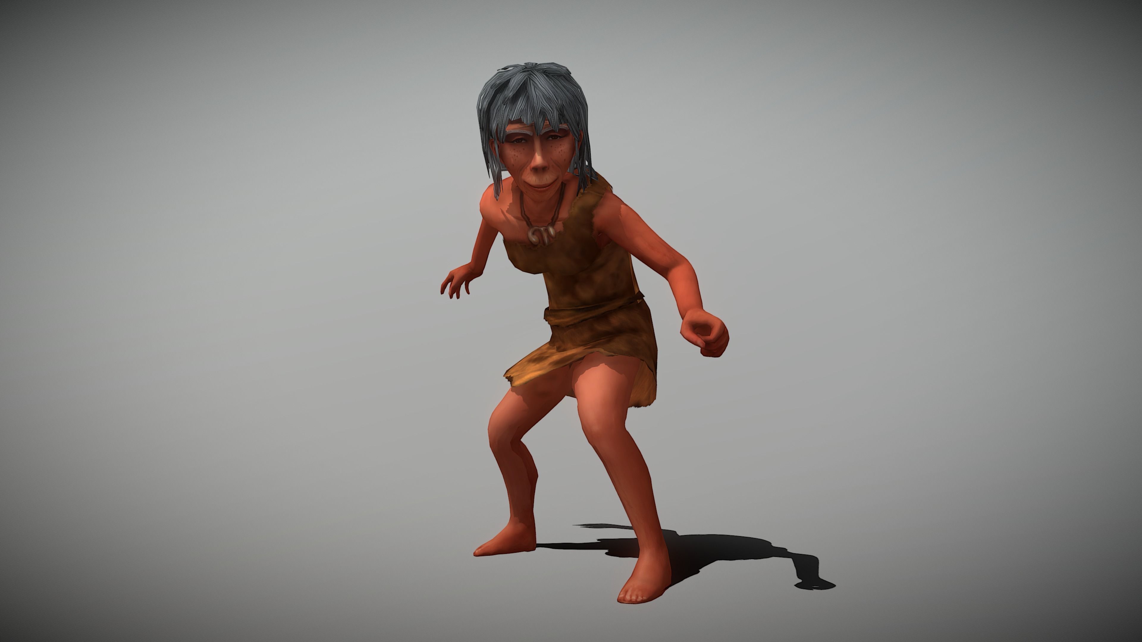 Caveman Old  Woman Low-poly 3D model_10