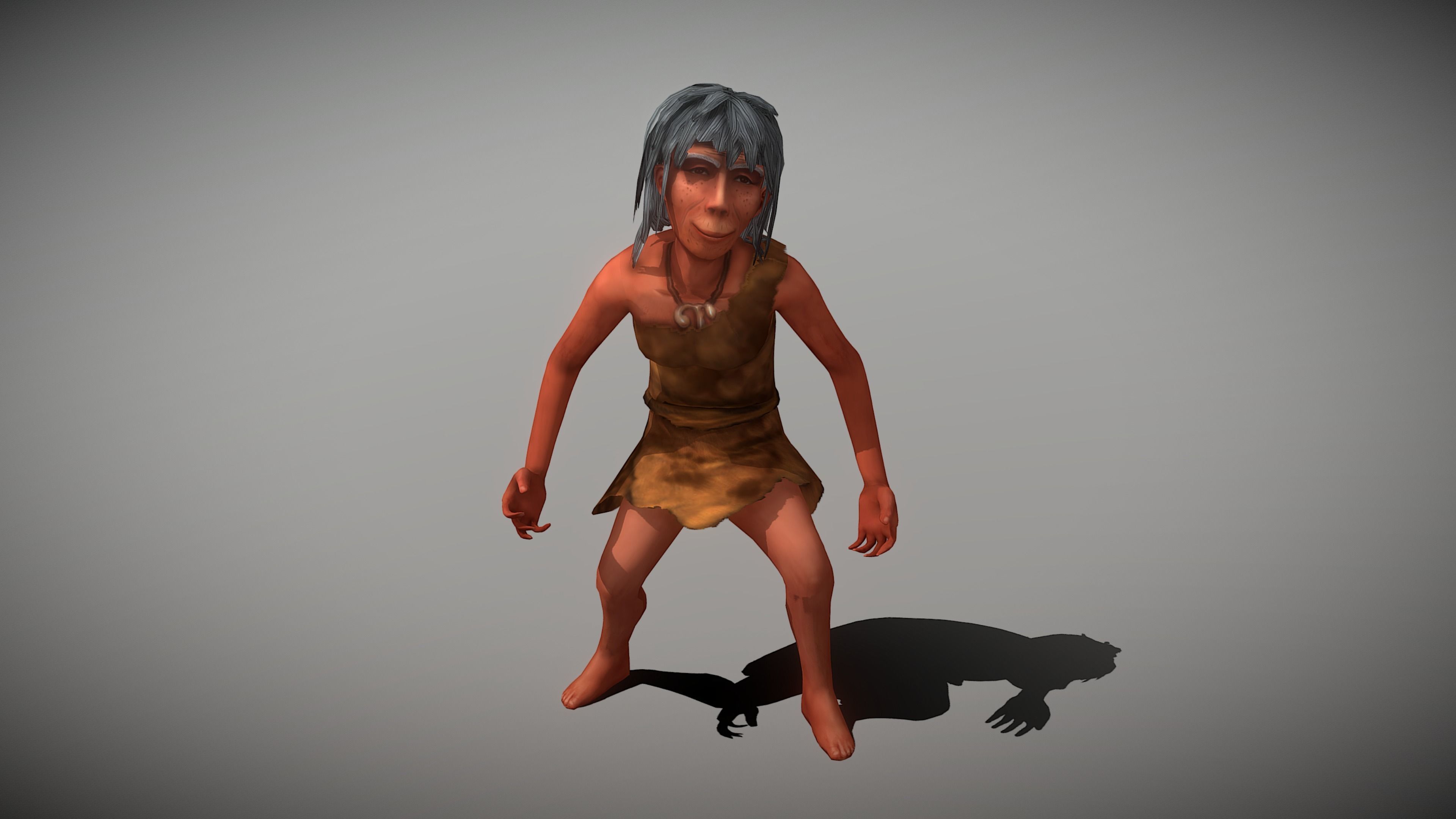 Caveman Old  Woman Low-poly 3D model_4