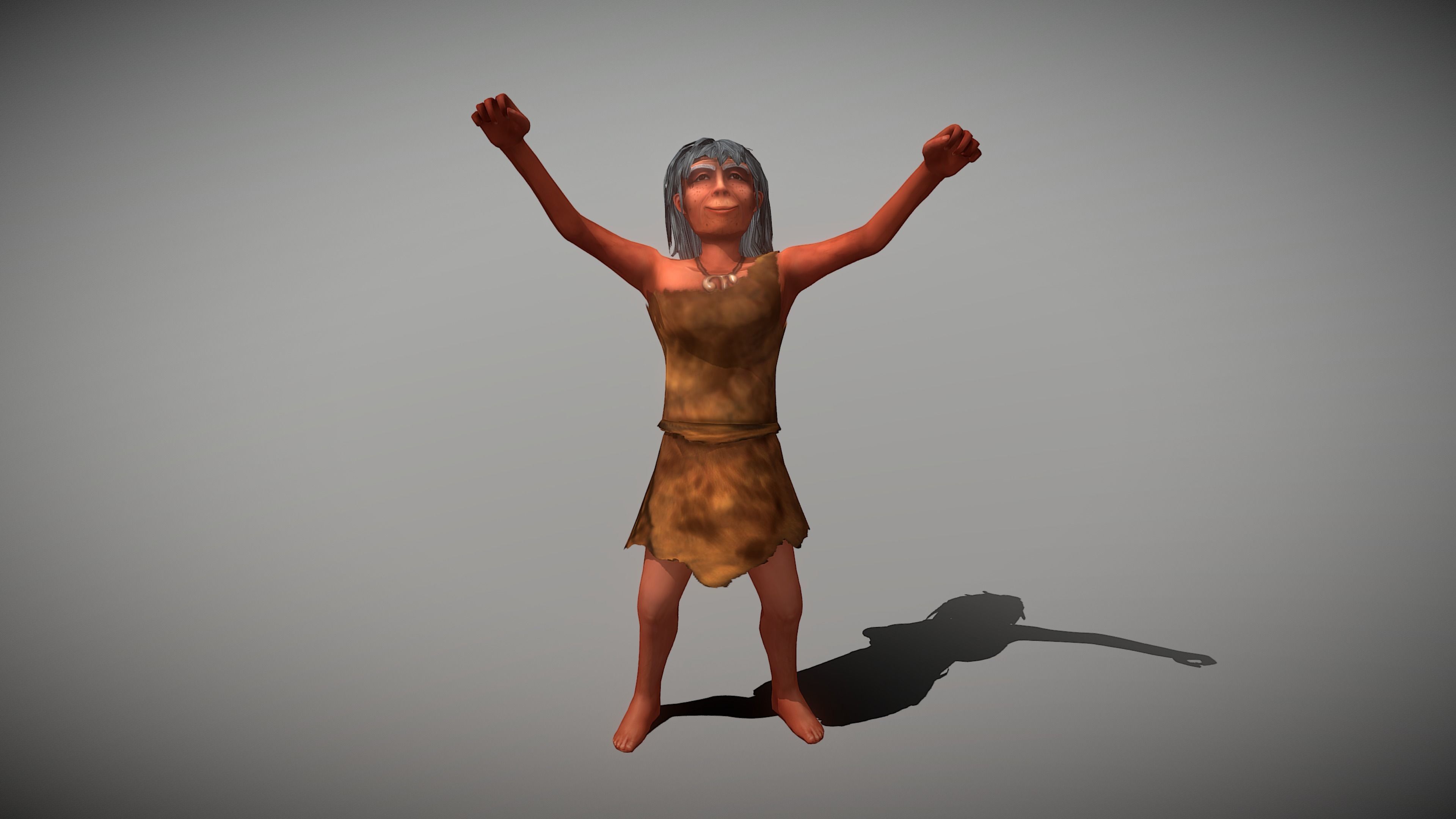 Caveman Old  Woman Low-poly 3D model_11