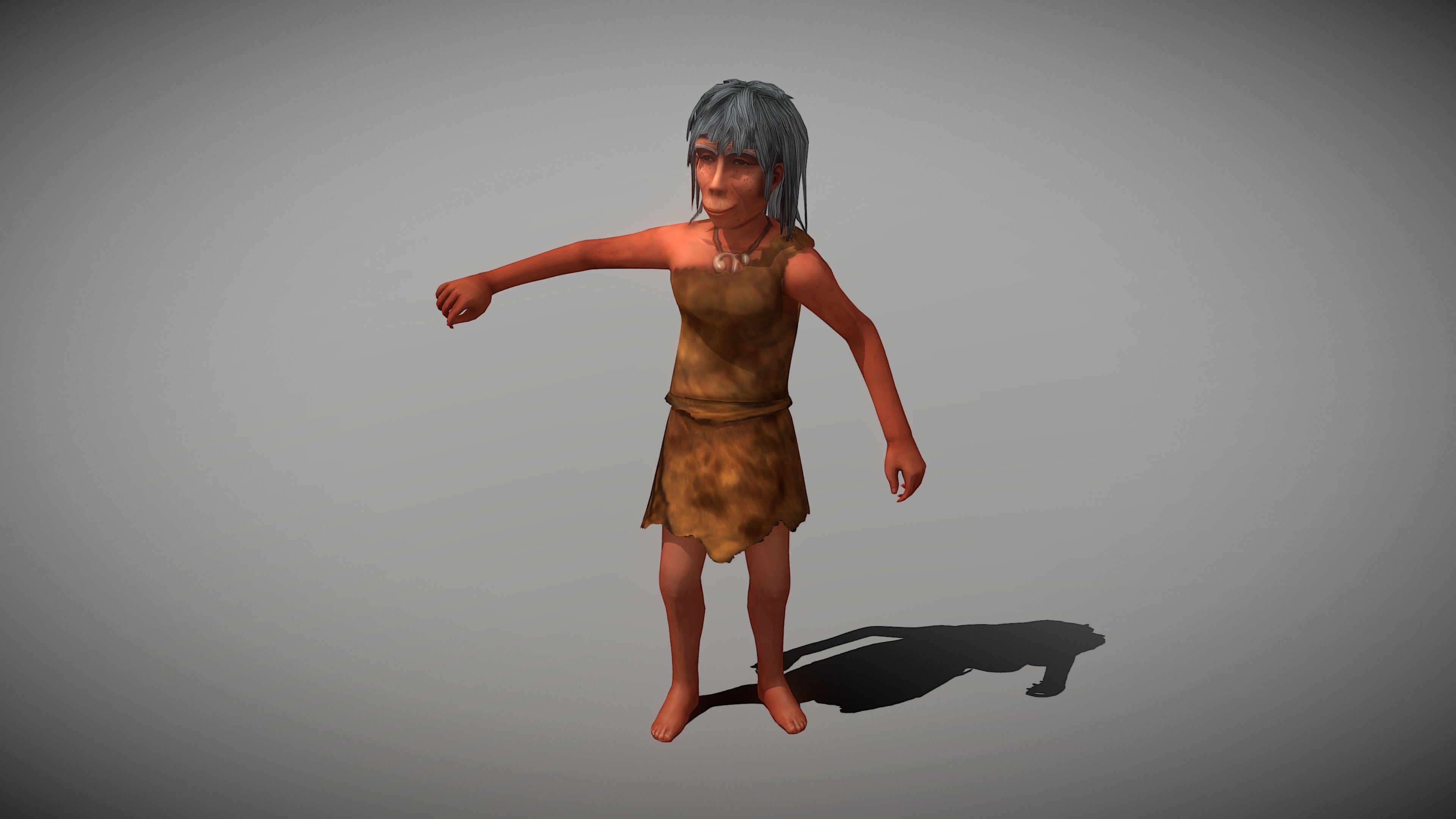 Caveman Old  Woman Low-poly 3D model_5