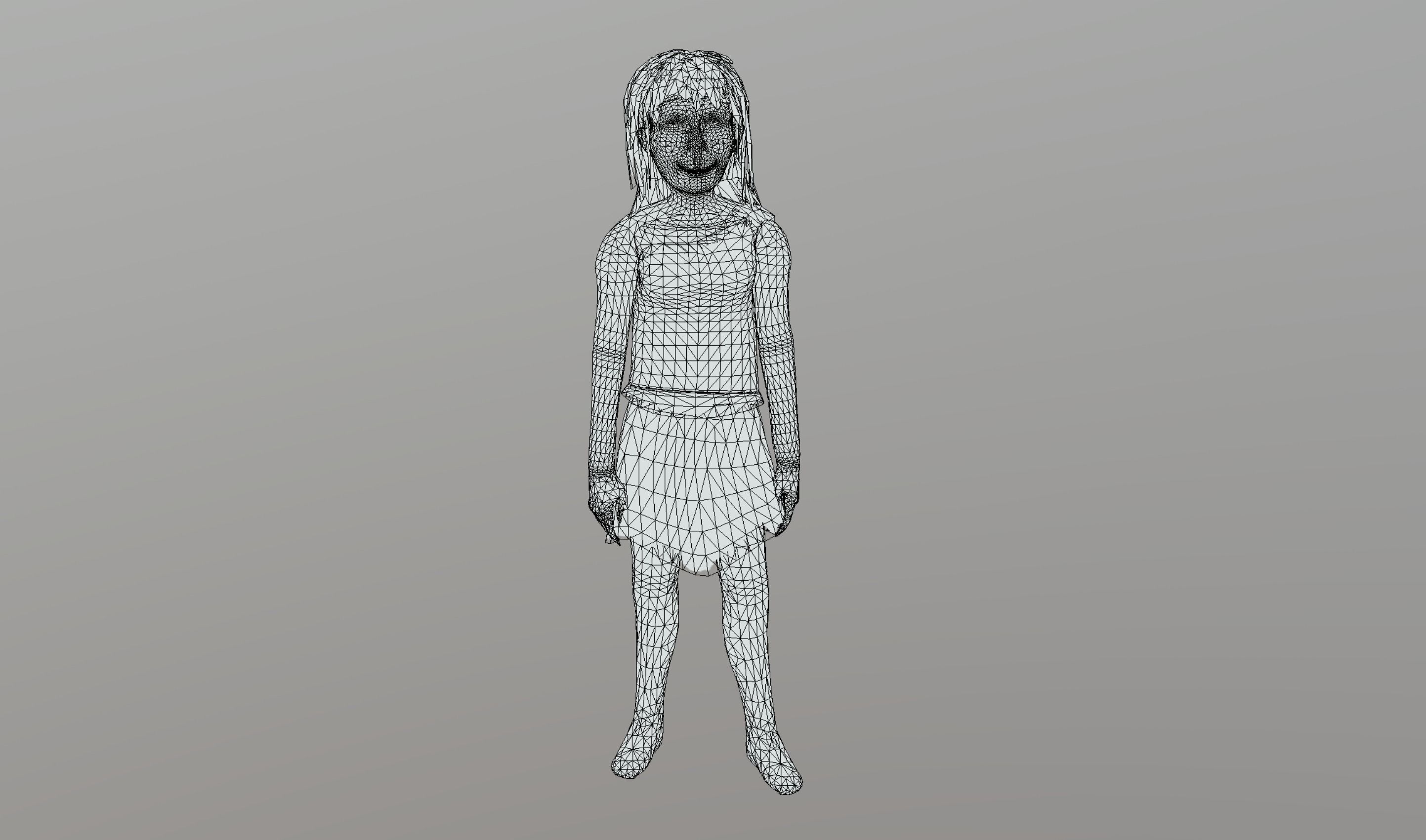 Caveman Old  Woman Low-poly 3D model_12