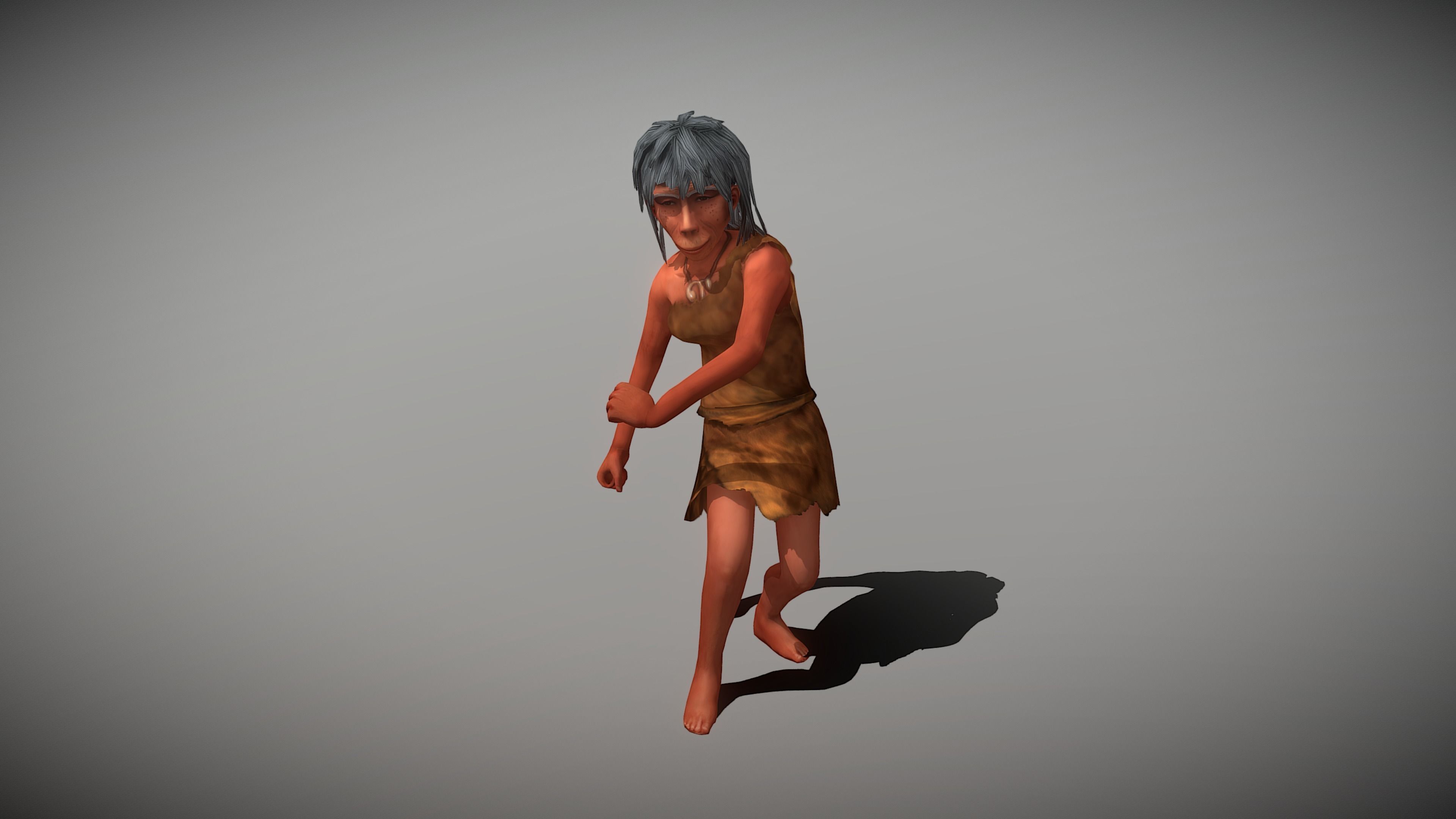 Caveman Old  Woman Low-poly 3D model_8