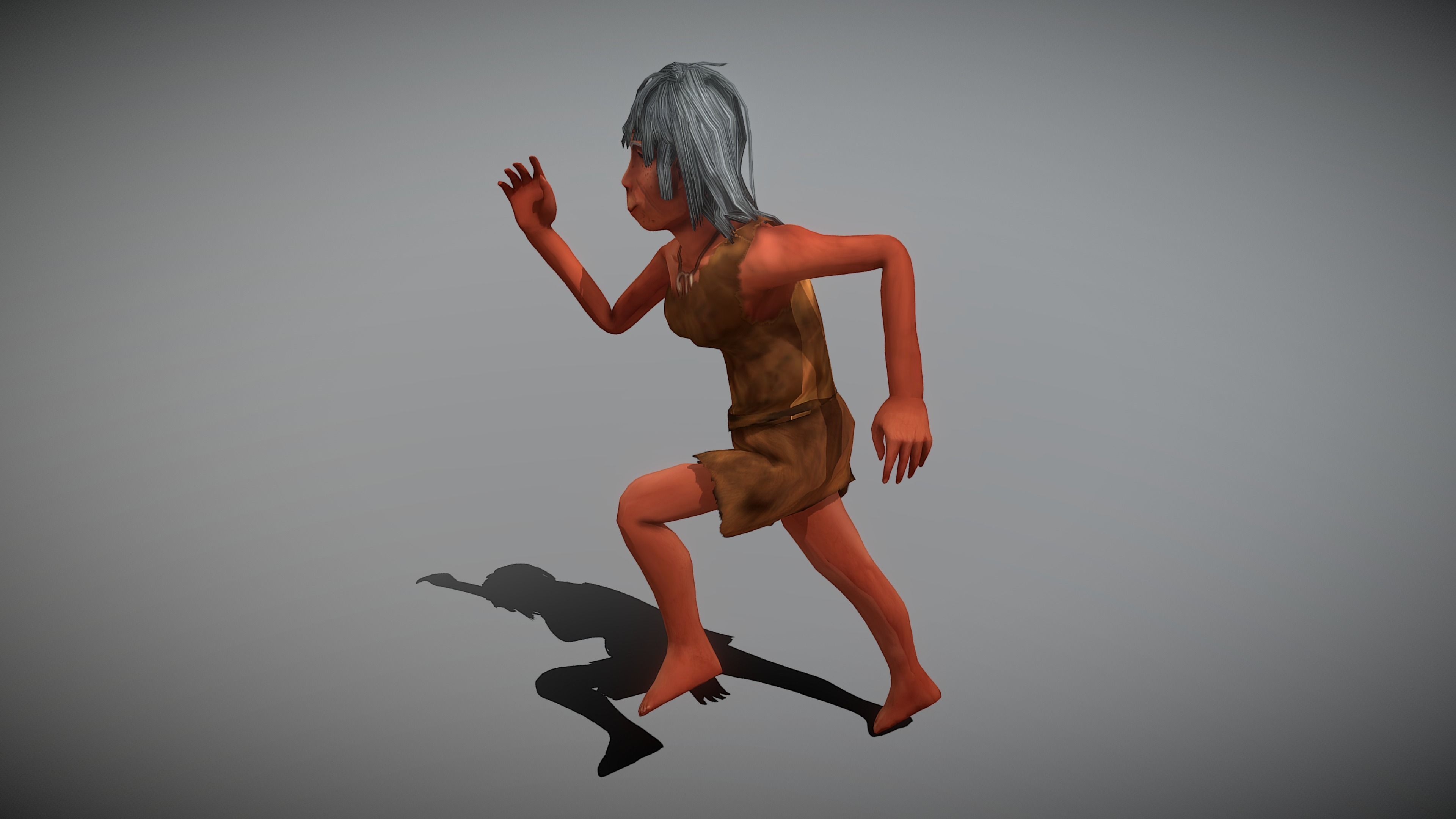 Caveman Old  Woman Low-poly 3D model_6