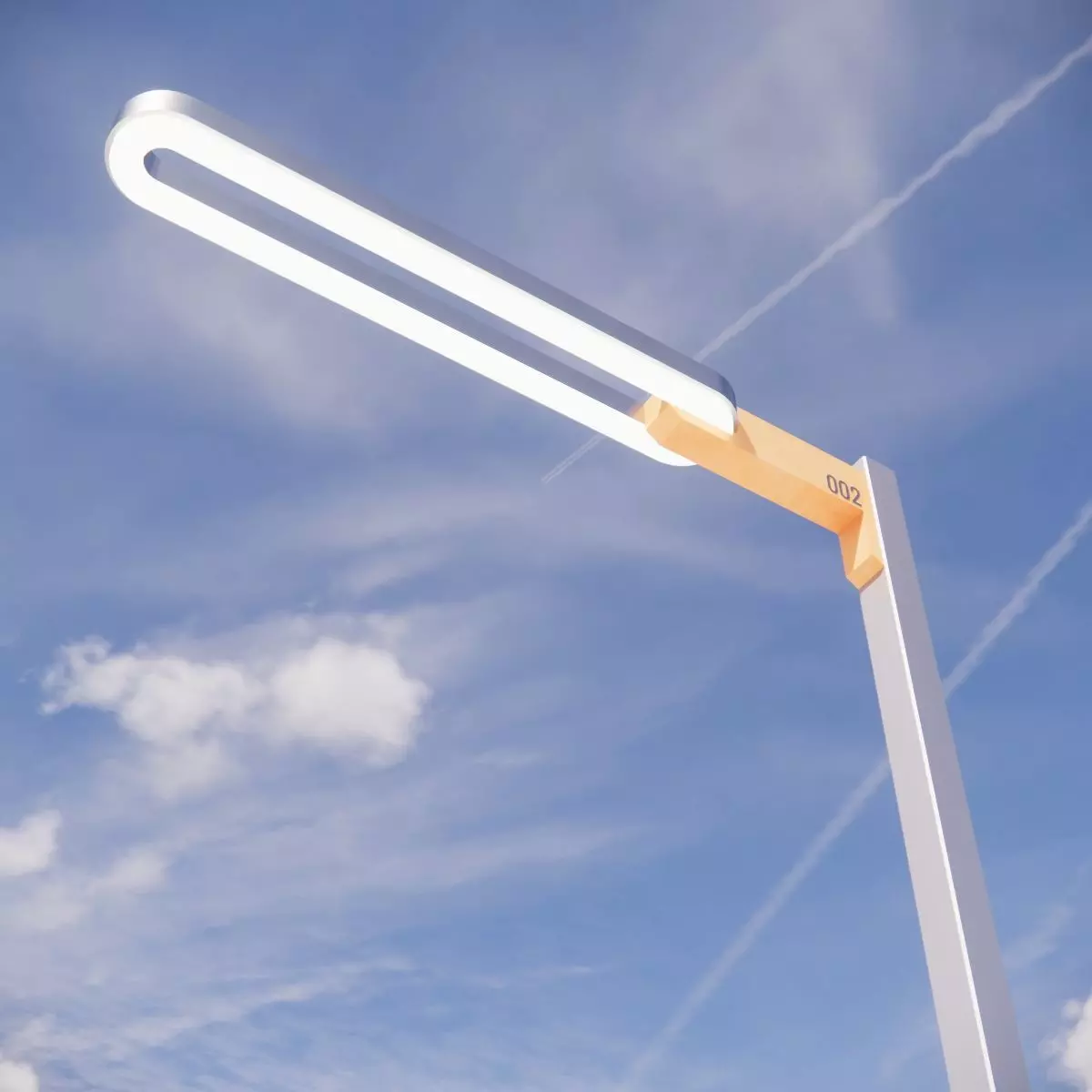 Sci-fi Simple Street Light Post 002 3D model_0