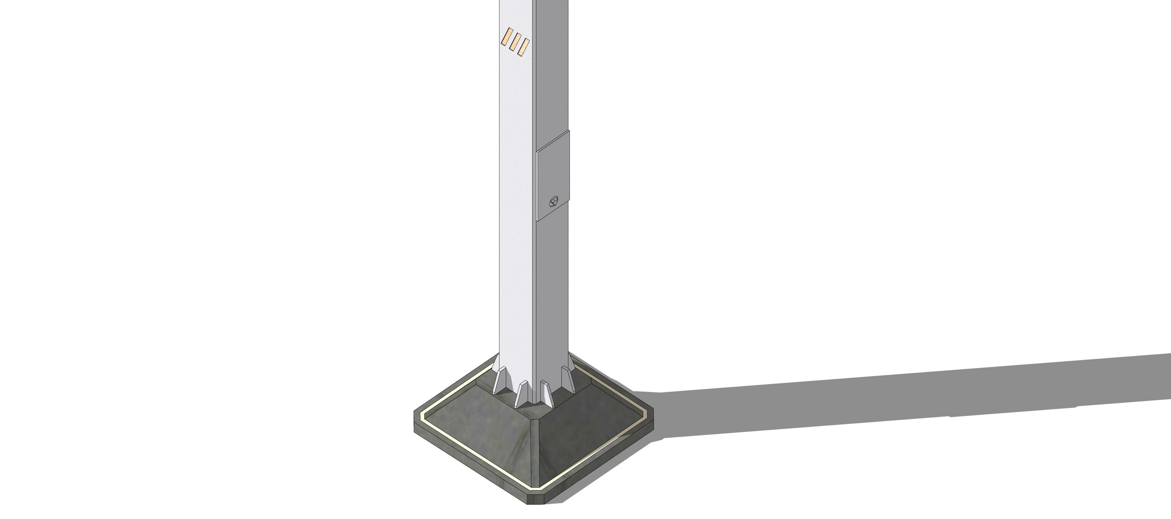 Sci-fi Simple Street Light Post 002 3D model_9