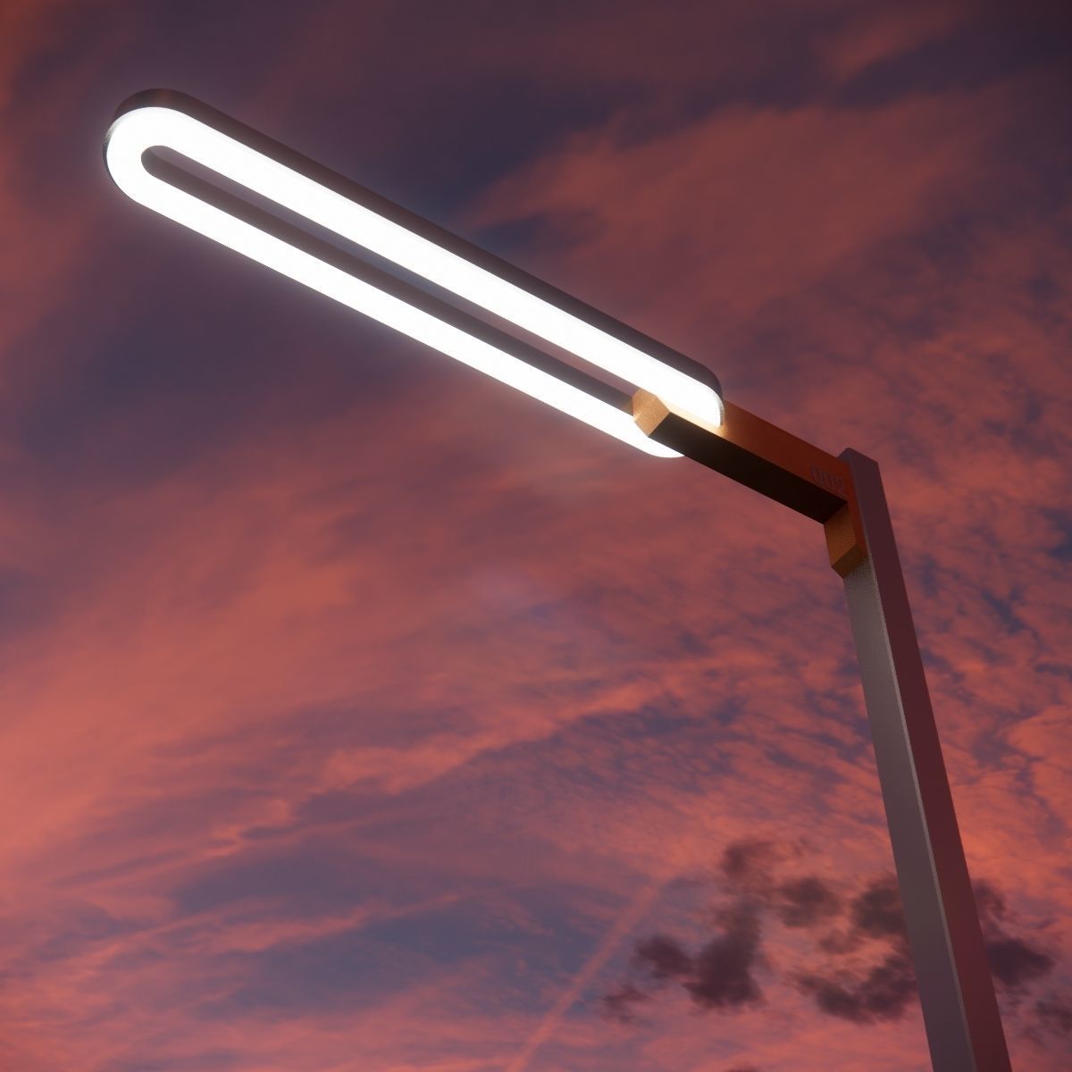 Sci-fi Simple Street Light Post 002 3D model_1