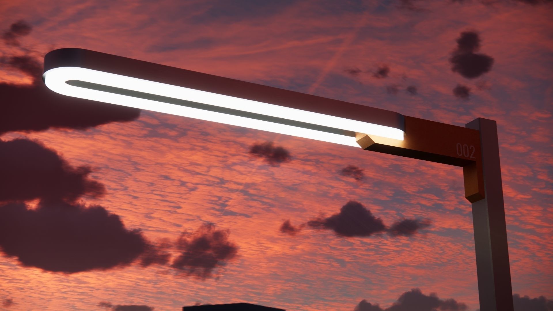 Sci-fi Simple Street Light Post 002 3D model_2