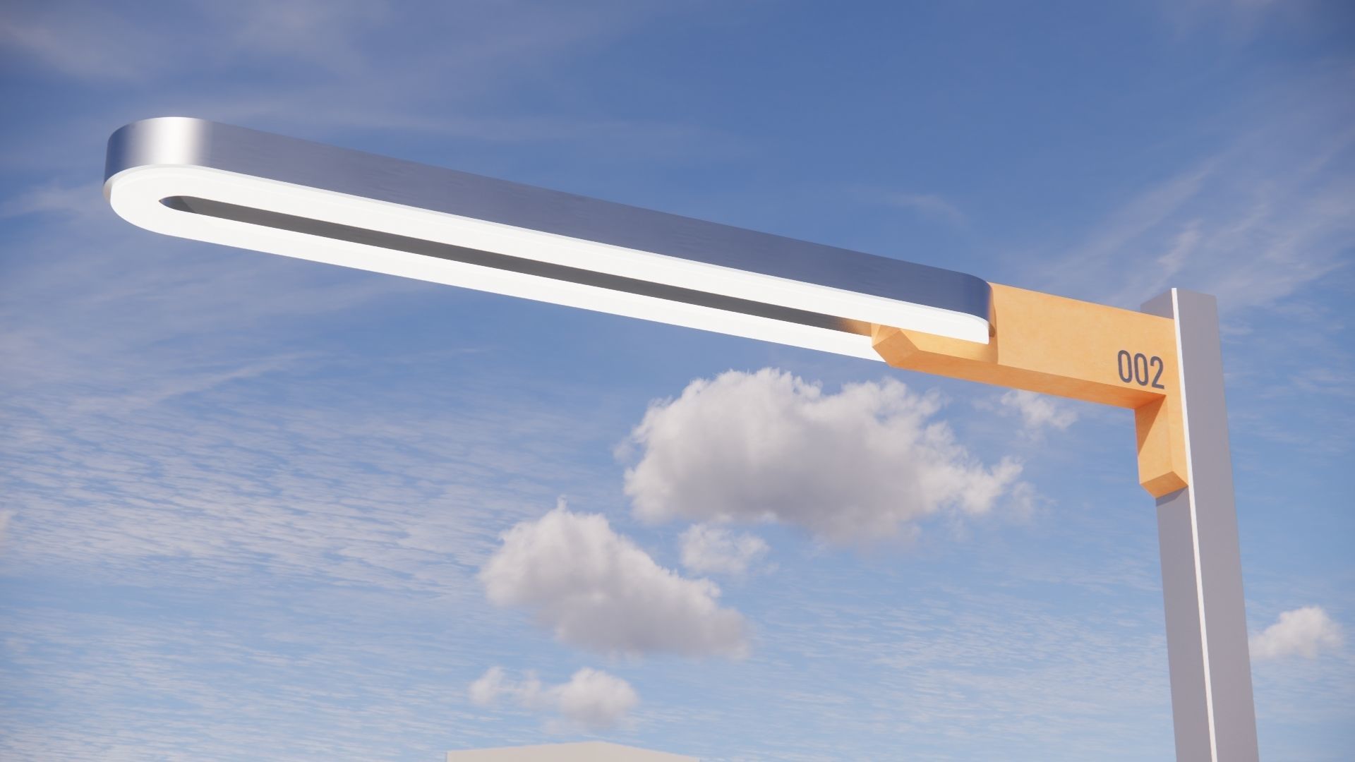 Sci-fi Simple Street Light Post 002 3D model_5