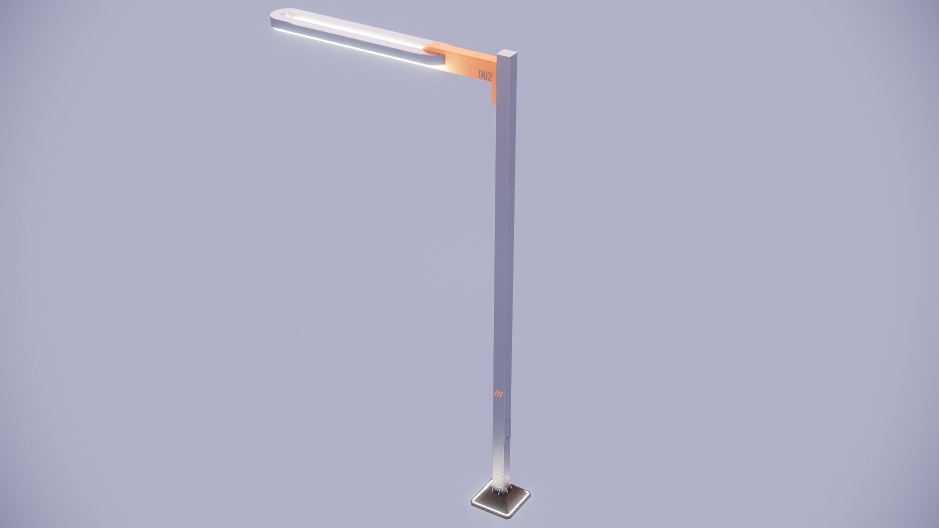 Sci-fi Simple Street Light Post 002 3D model_4