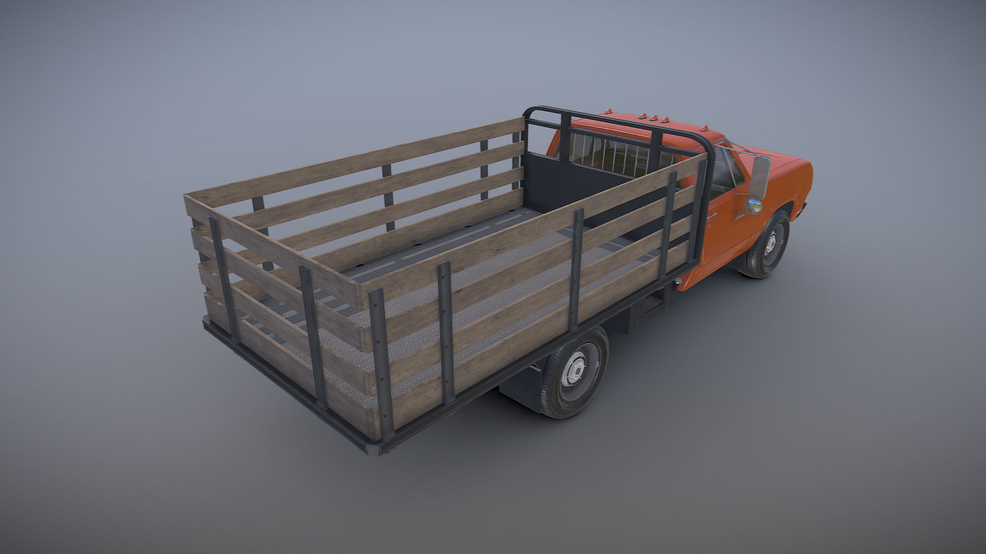 Dodge light-duty stake truck Low-poly 3D model_15