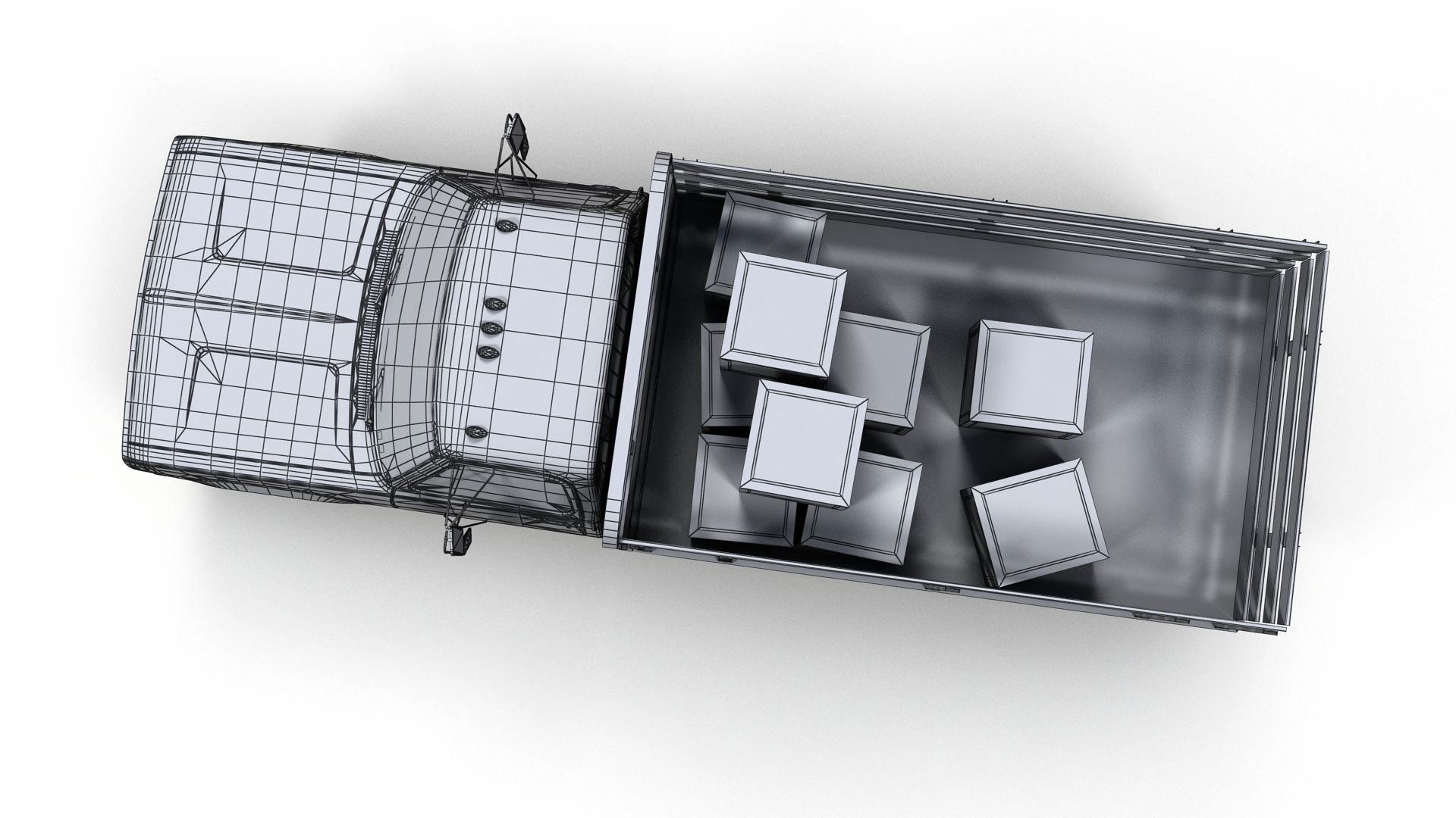 Dodge light-duty stake truck Low-poly 3D model_12