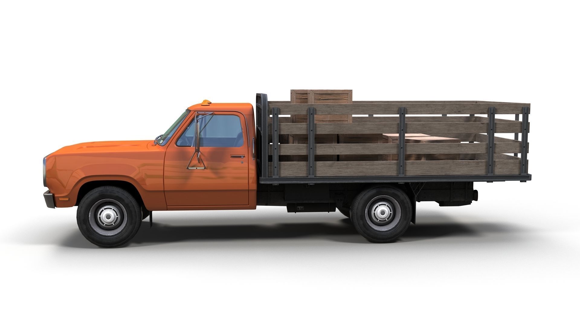 Dodge light-duty stake truck Low-poly 3D model_6