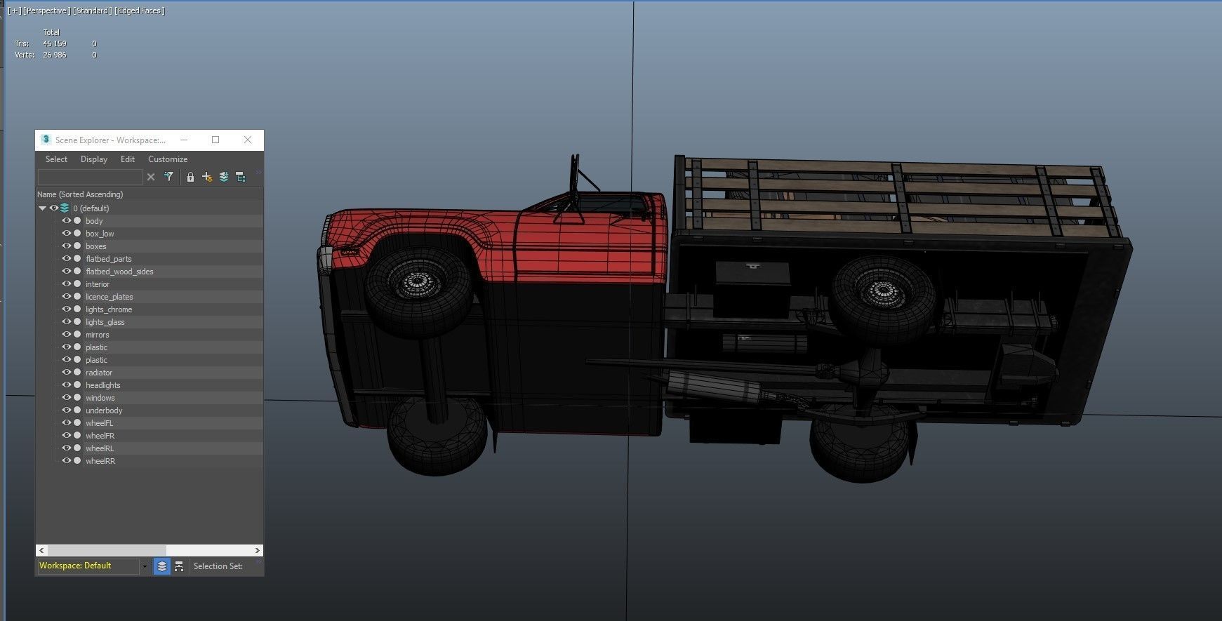 Dodge light-duty stake truck Low-poly 3D model_40