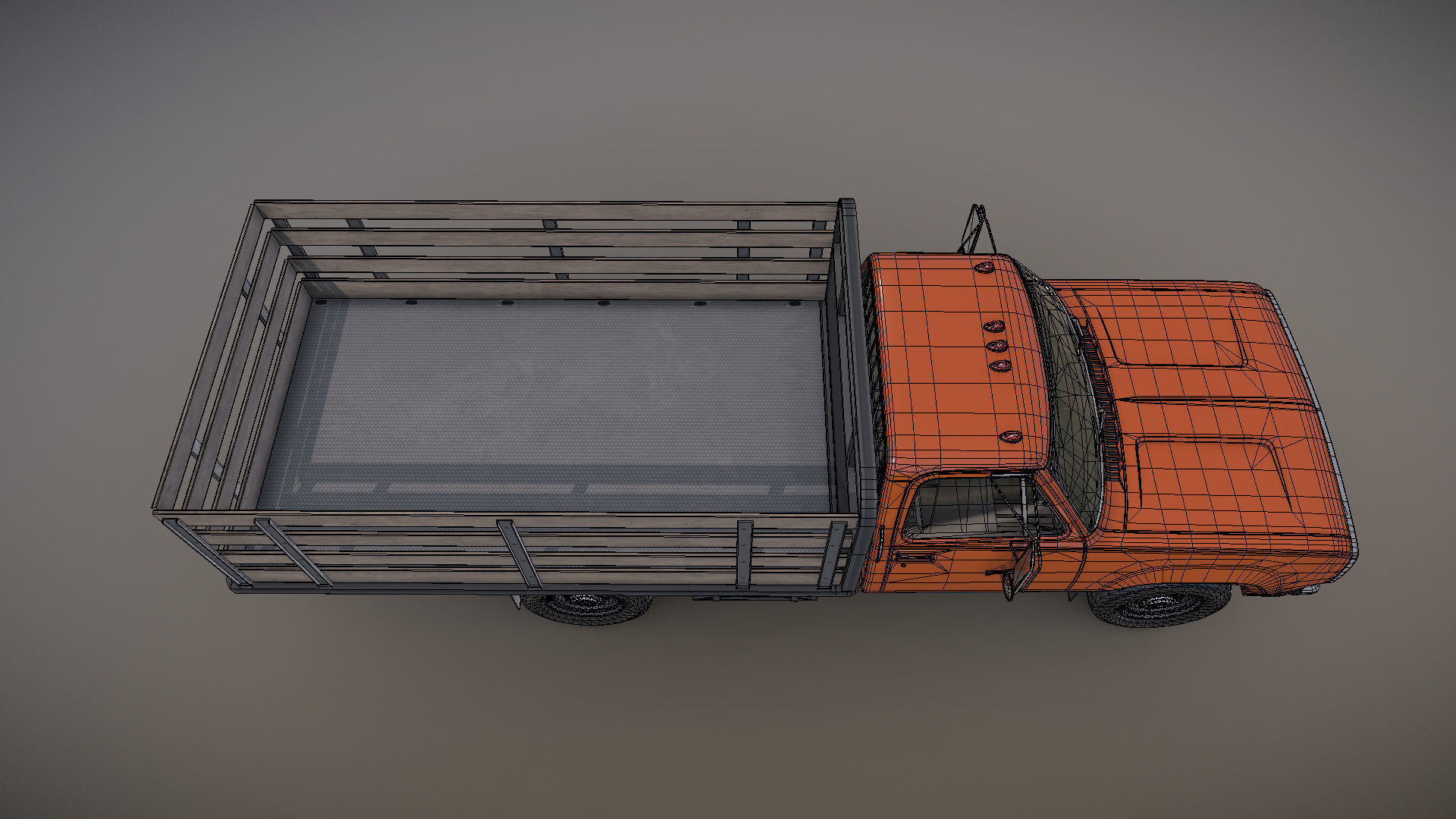 Dodge light-duty stake truck Low-poly 3D model_25