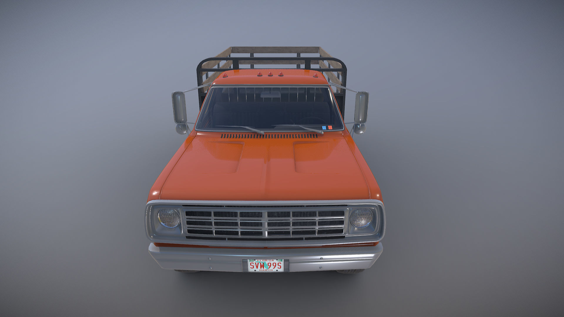 Dodge light-duty stake truck Low-poly 3D model_21