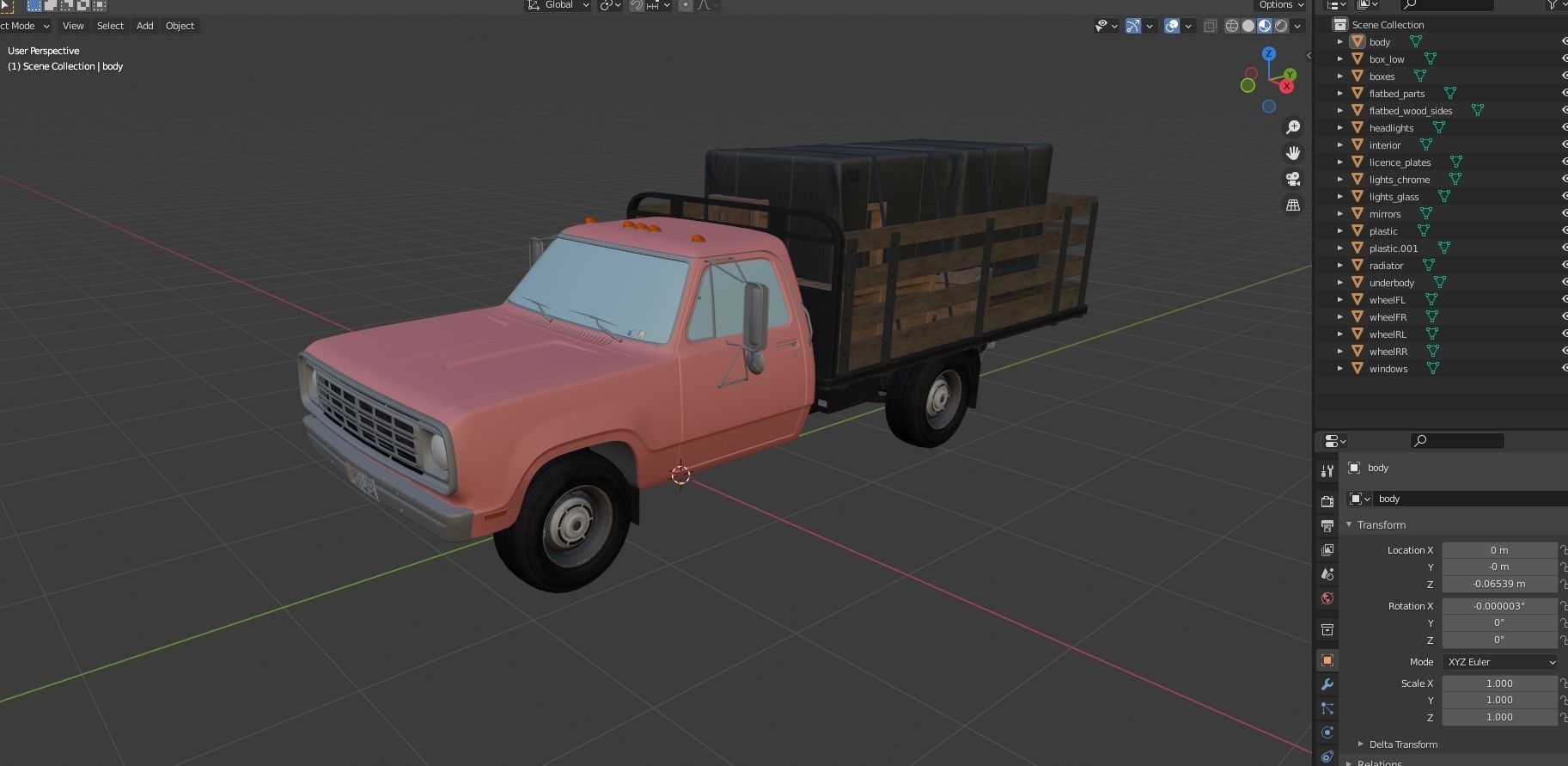 Dodge light-duty stake truck Low-poly 3D model_44