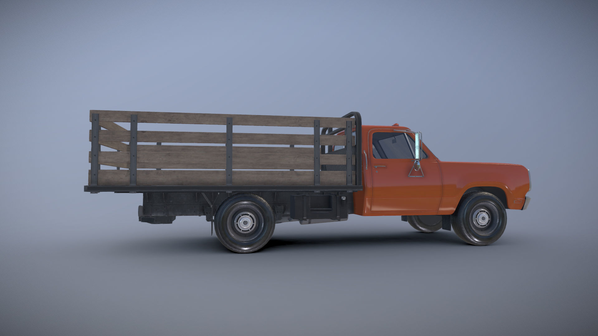 Dodge light-duty stake truck Low-poly 3D model_18