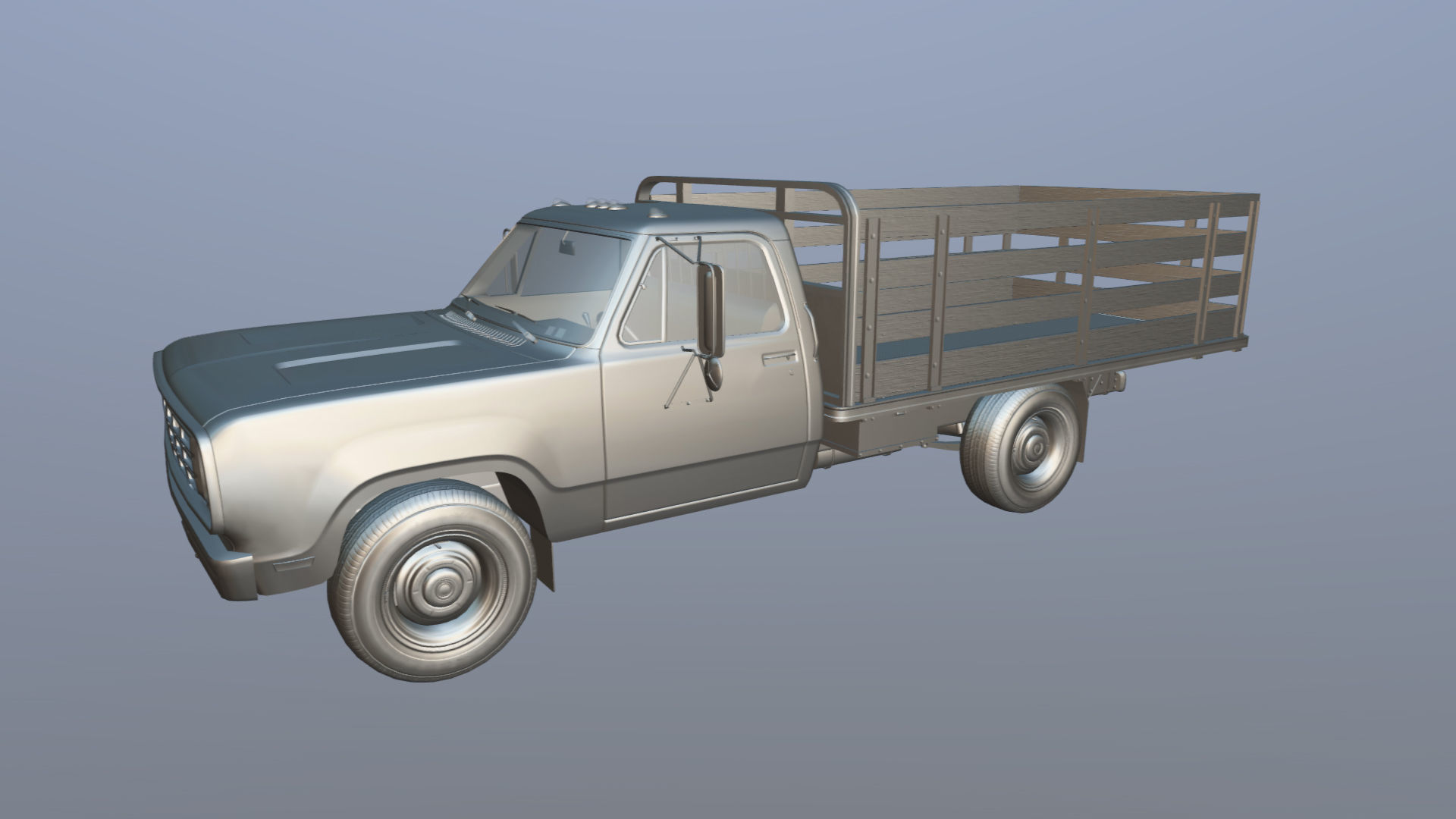 Dodge light-duty stake truck Low-poly 3D model_27