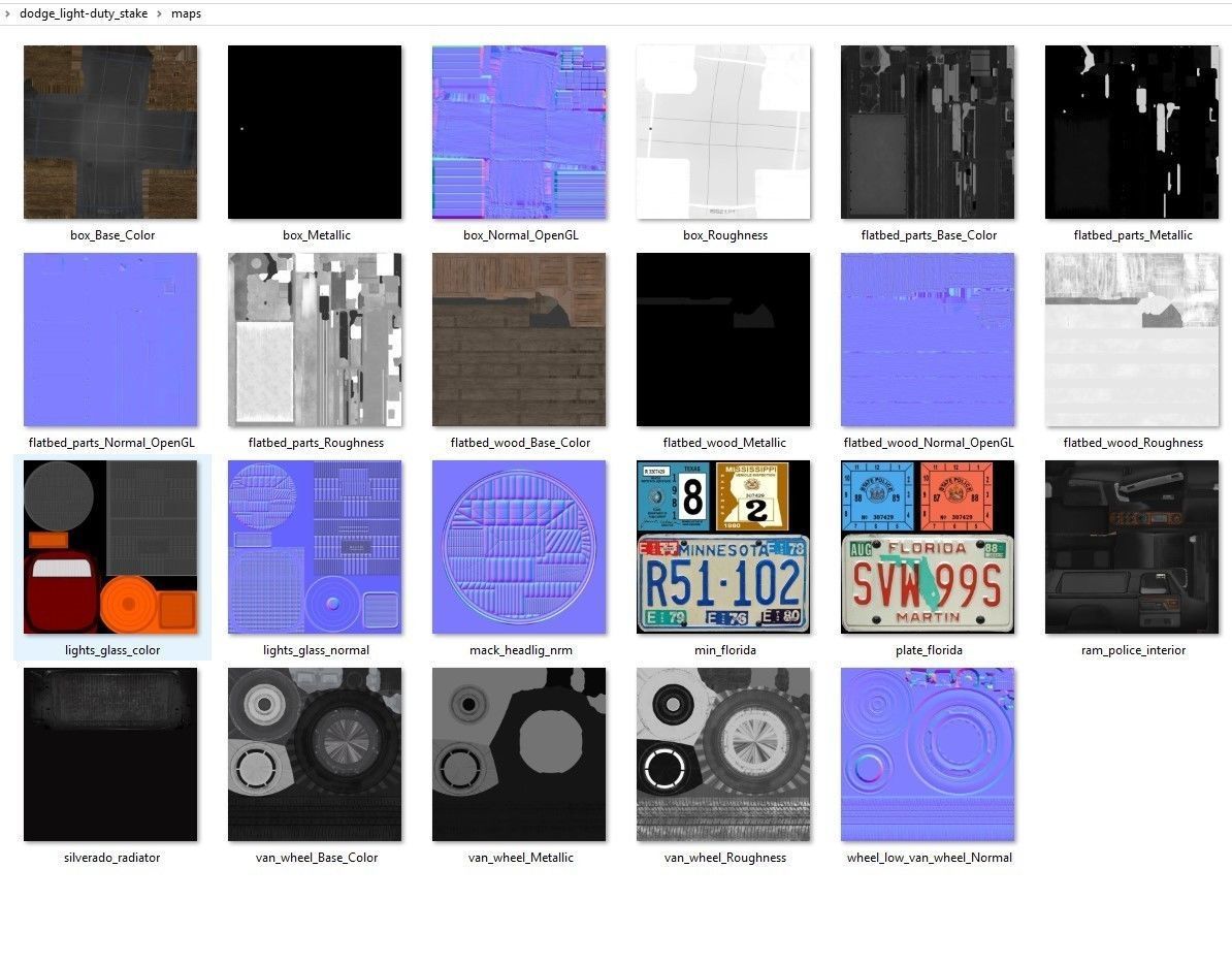 Dodge light-duty stake truck Low-poly 3D model_51