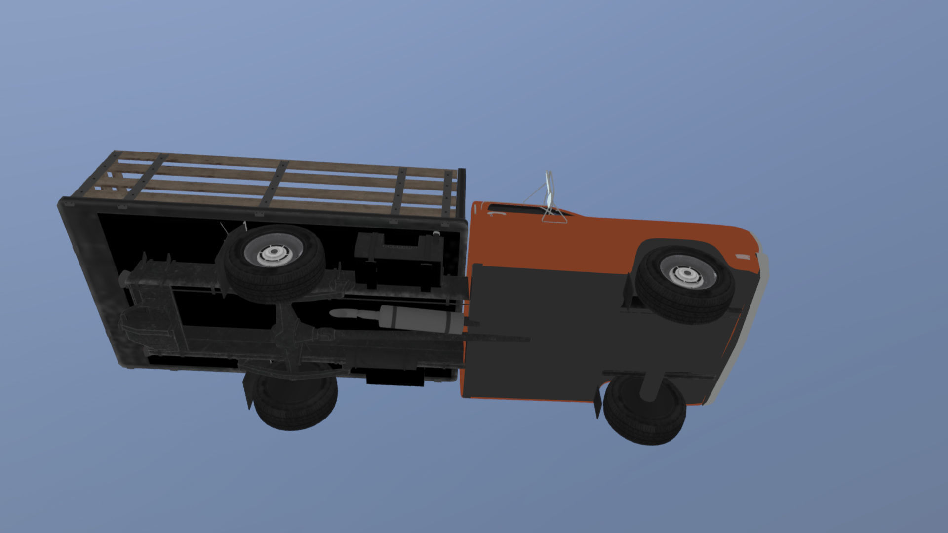 Dodge light-duty stake truck Low-poly 3D model_33