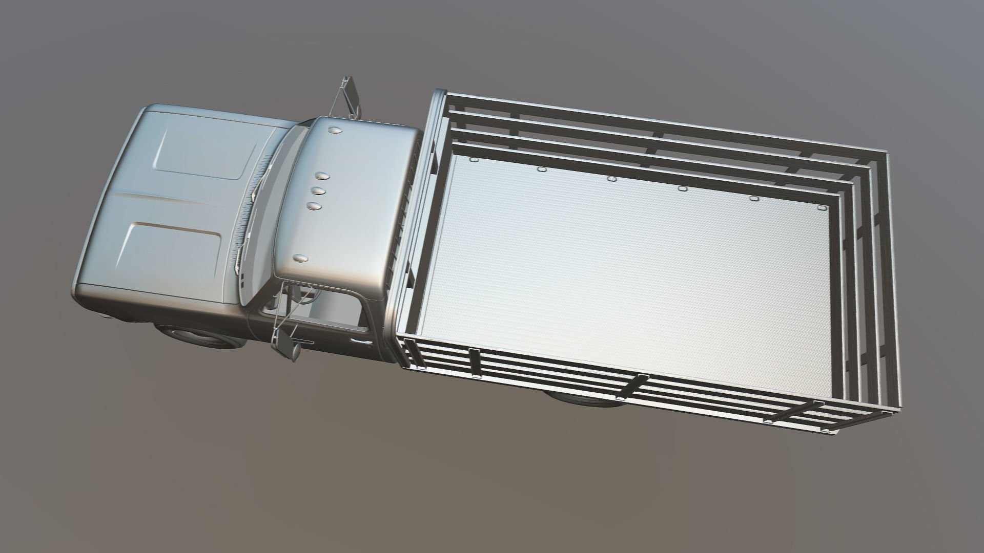 Dodge light-duty stake truck Low-poly 3D model_29