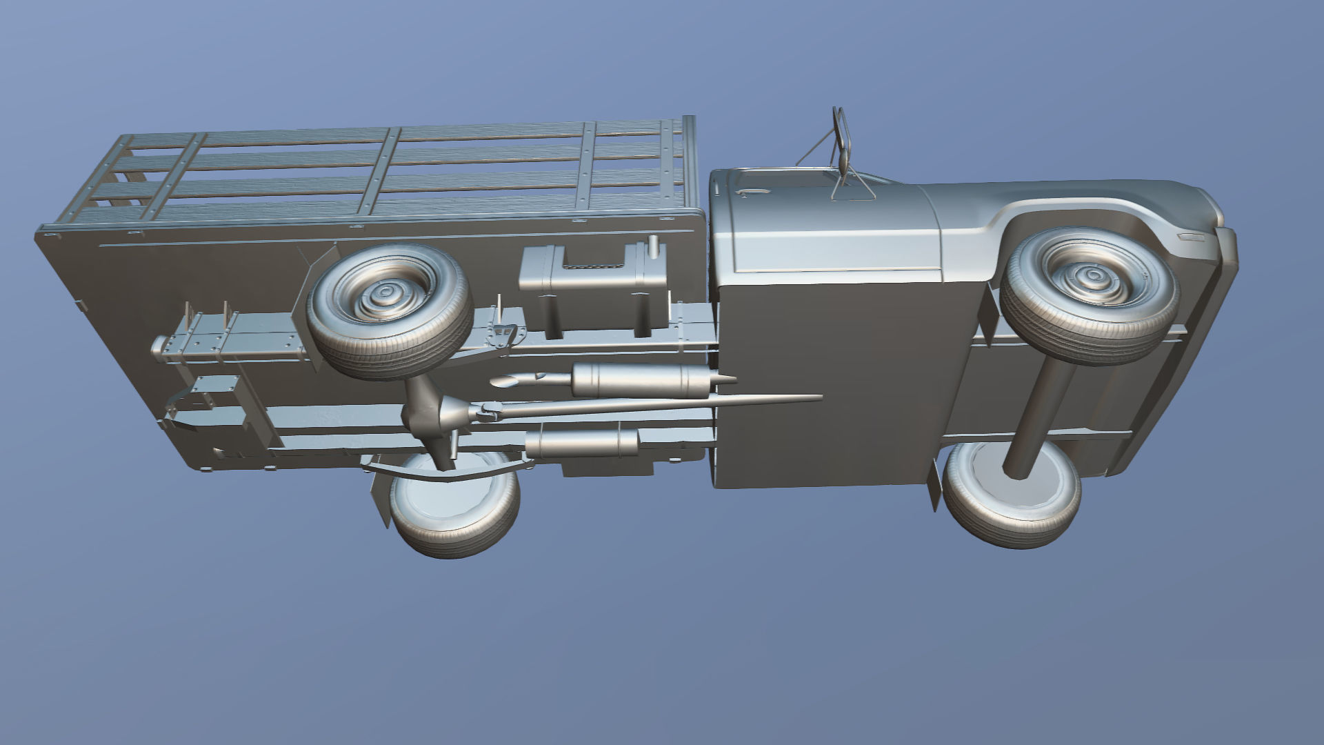 Dodge light-duty stake truck Low-poly 3D model_30