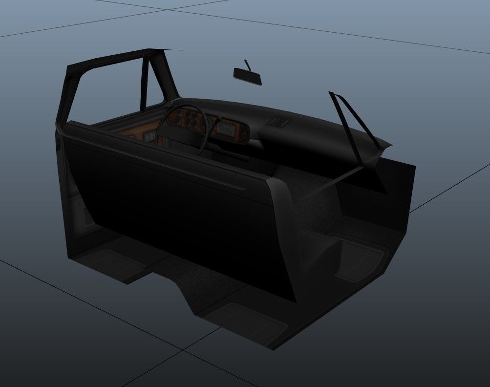 Dodge light-duty stake truck Low-poly 3D model_34