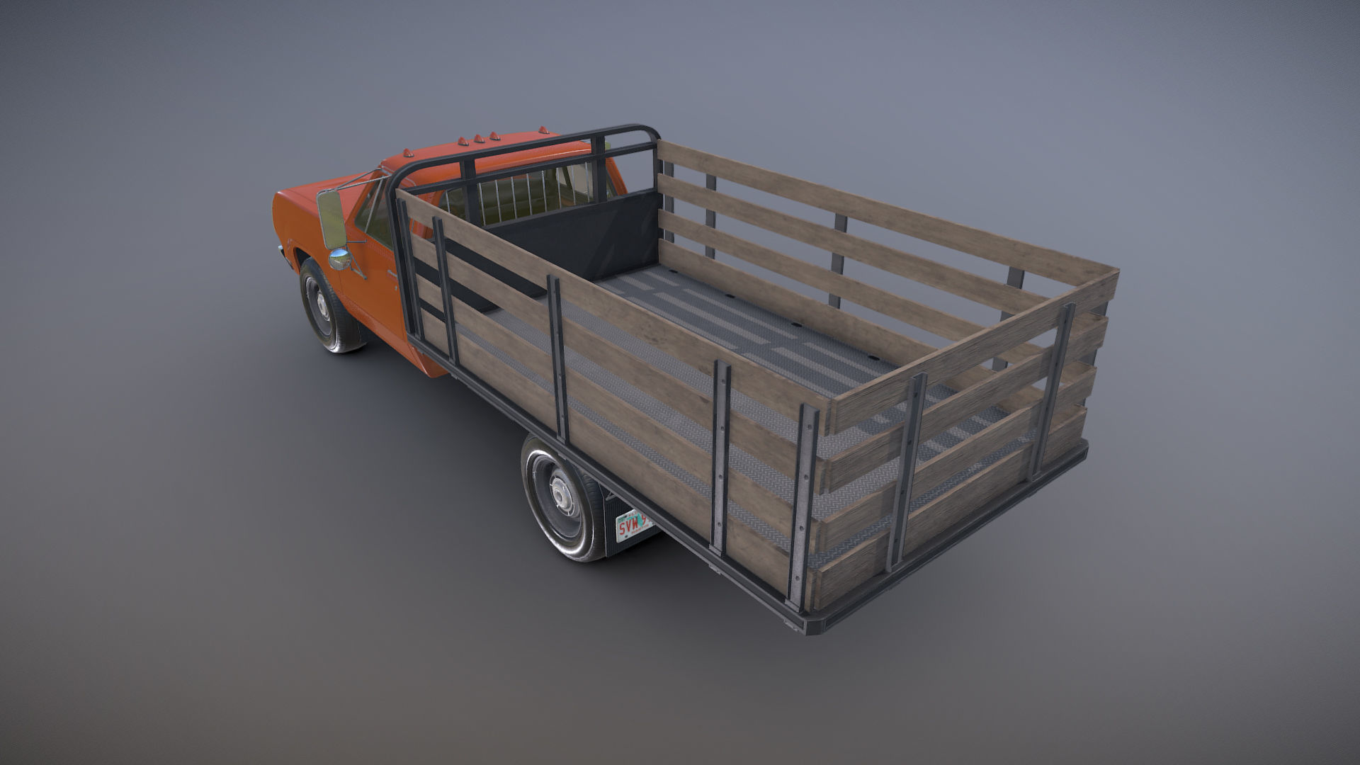 Dodge light-duty stake truck Low-poly 3D model_20