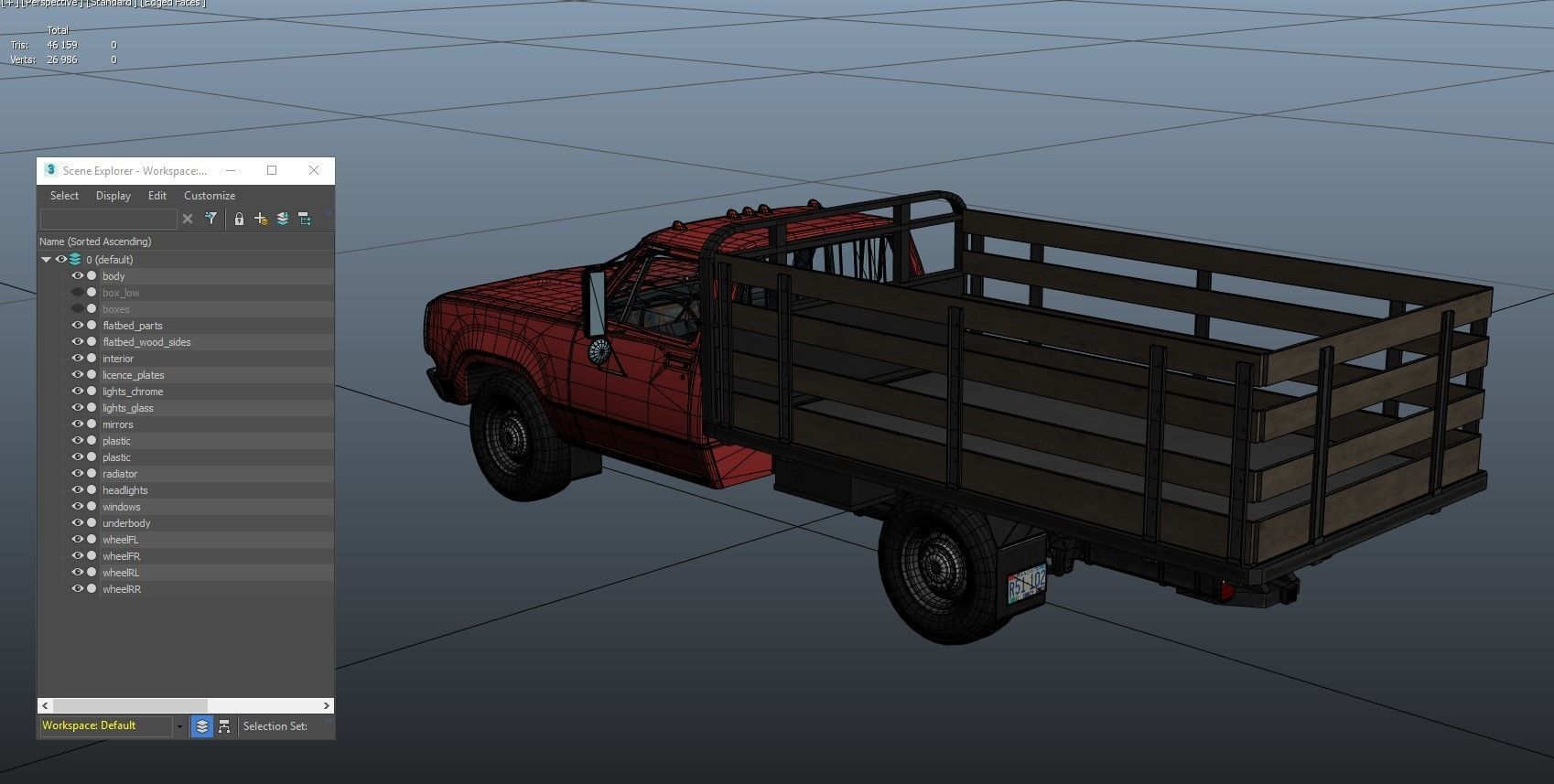 Dodge light-duty stake truck Low-poly 3D model_42