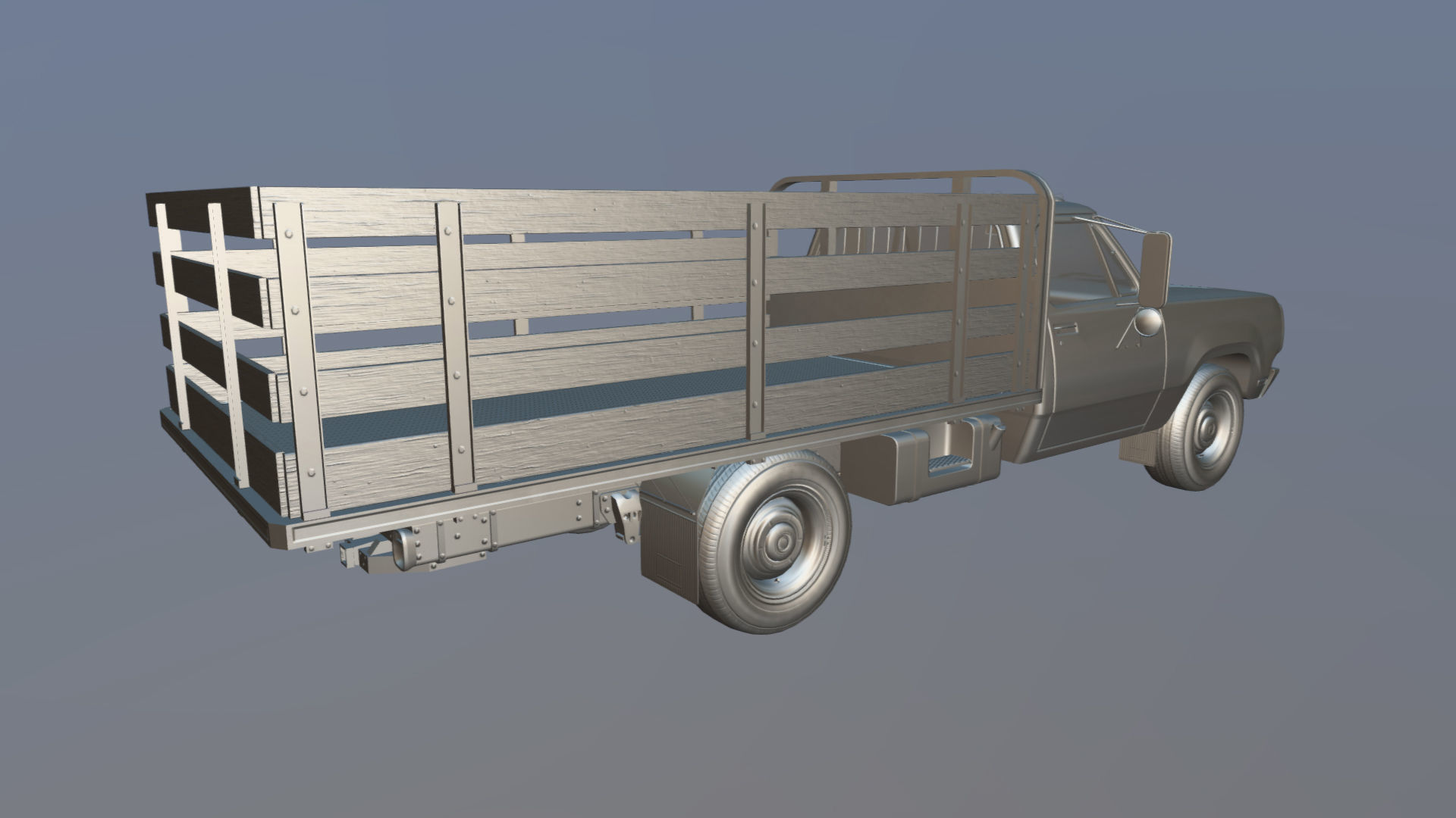 Dodge light-duty stake truck Low-poly 3D model_28