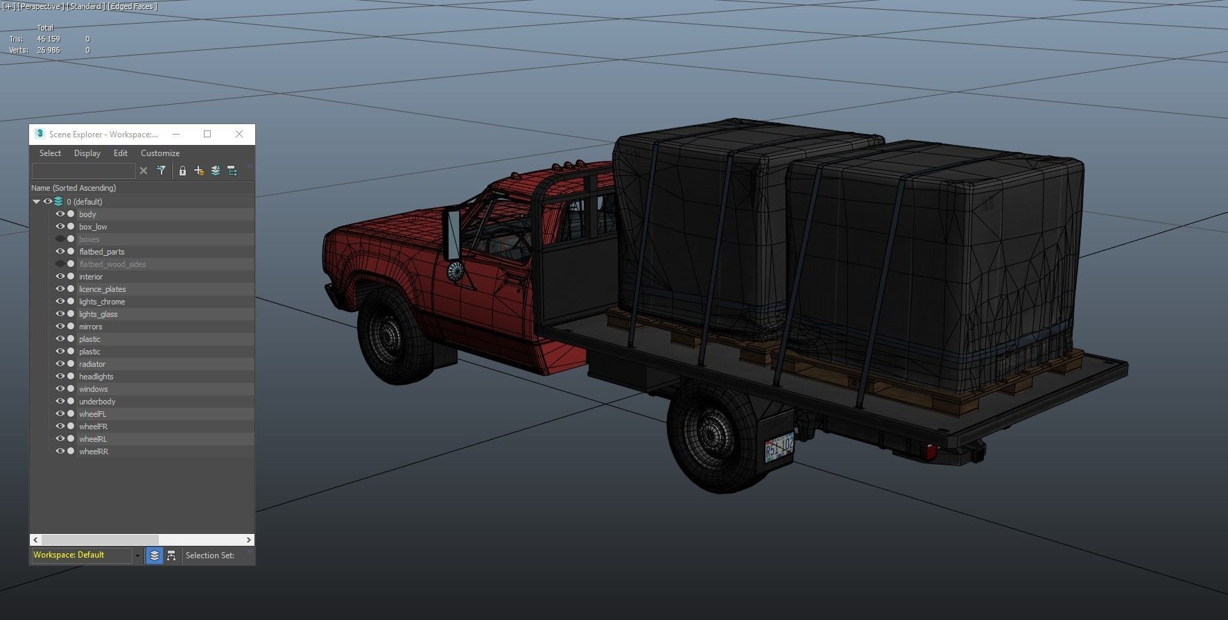 Dodge light-duty stake truck Low-poly 3D model_41