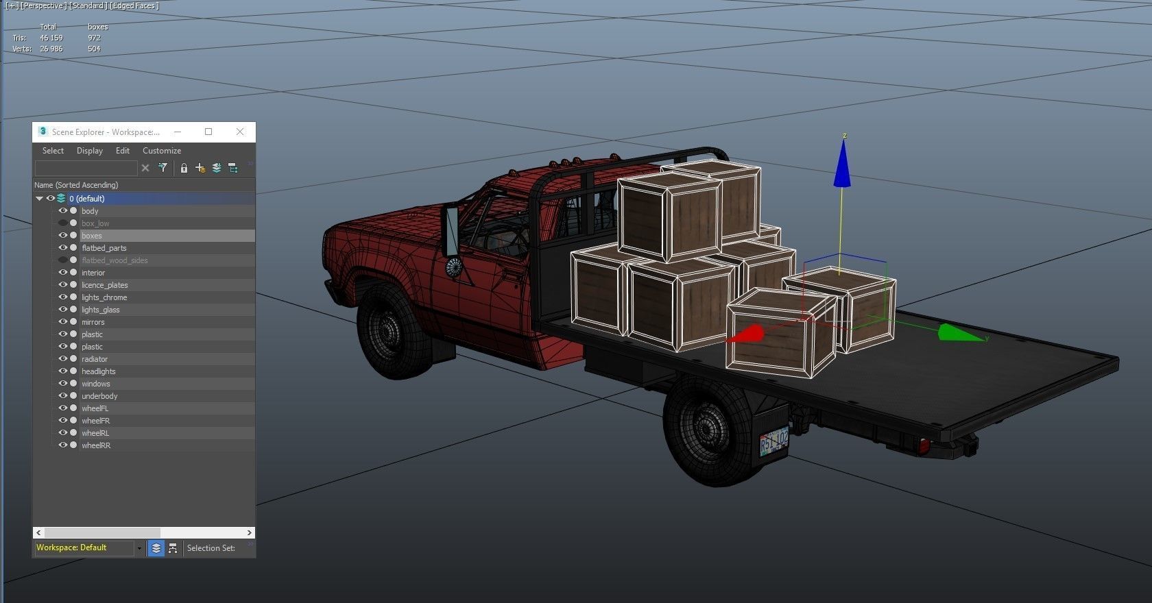 Dodge light-duty stake truck Low-poly 3D model_38
