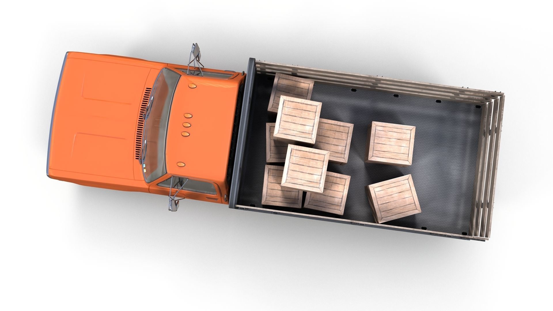 Dodge light-duty stake truck Low-poly 3D model_7