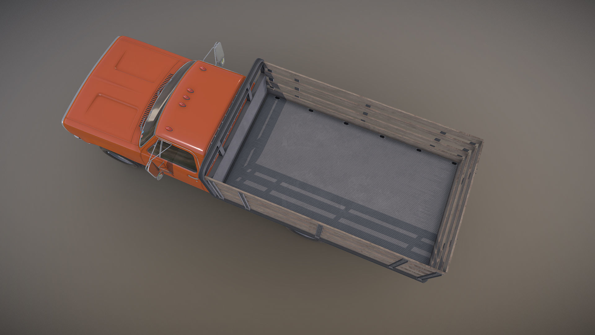 Dodge light-duty stake truck Low-poly 3D model_16