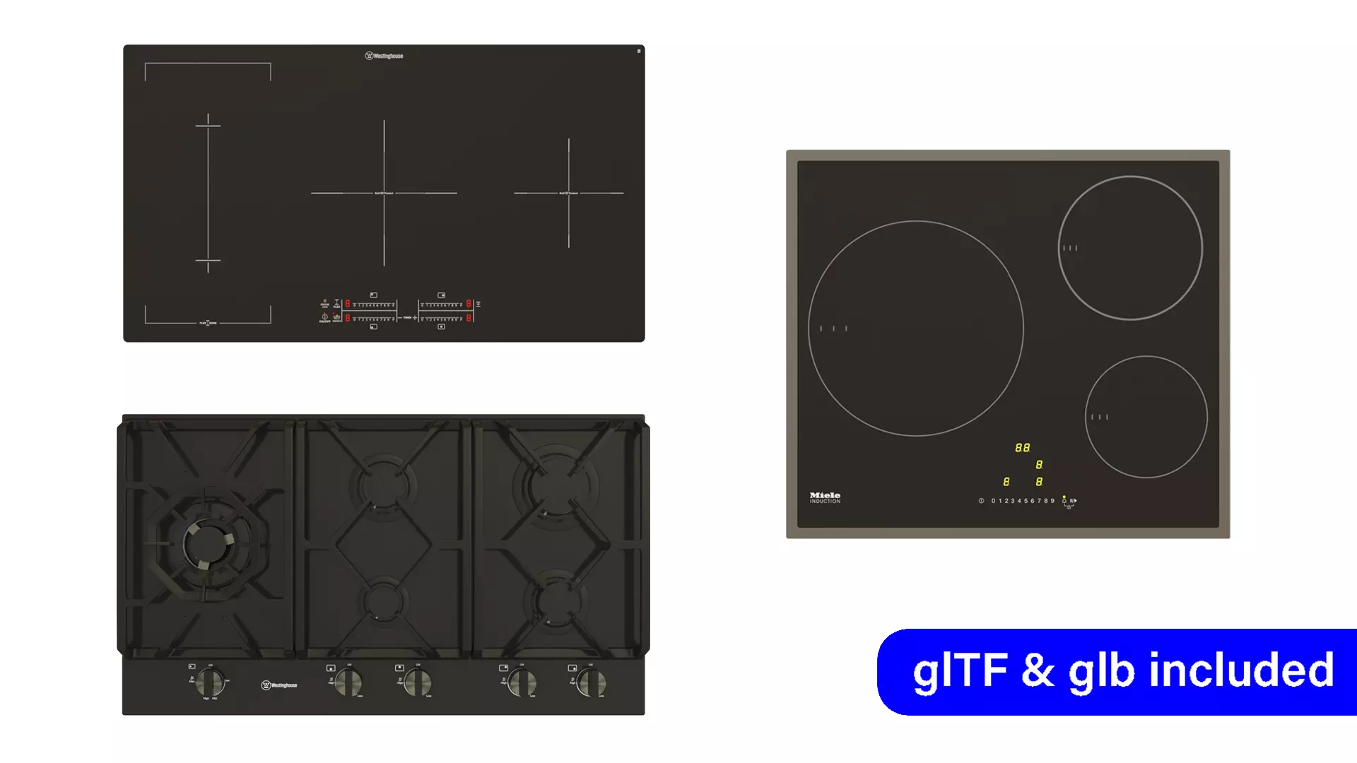 Cooktop collection samsung induction hob Low-poly 3D model_0