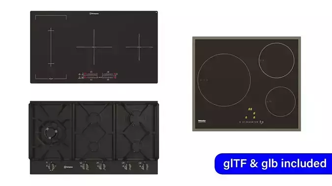 Cooktop collection samsung induction hob Low-poly 3D model