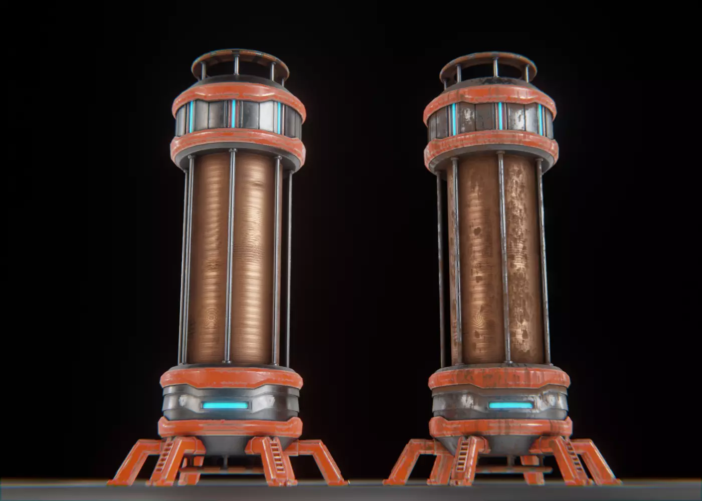 Sci-Fi Reactor Low-poly 3D model_0