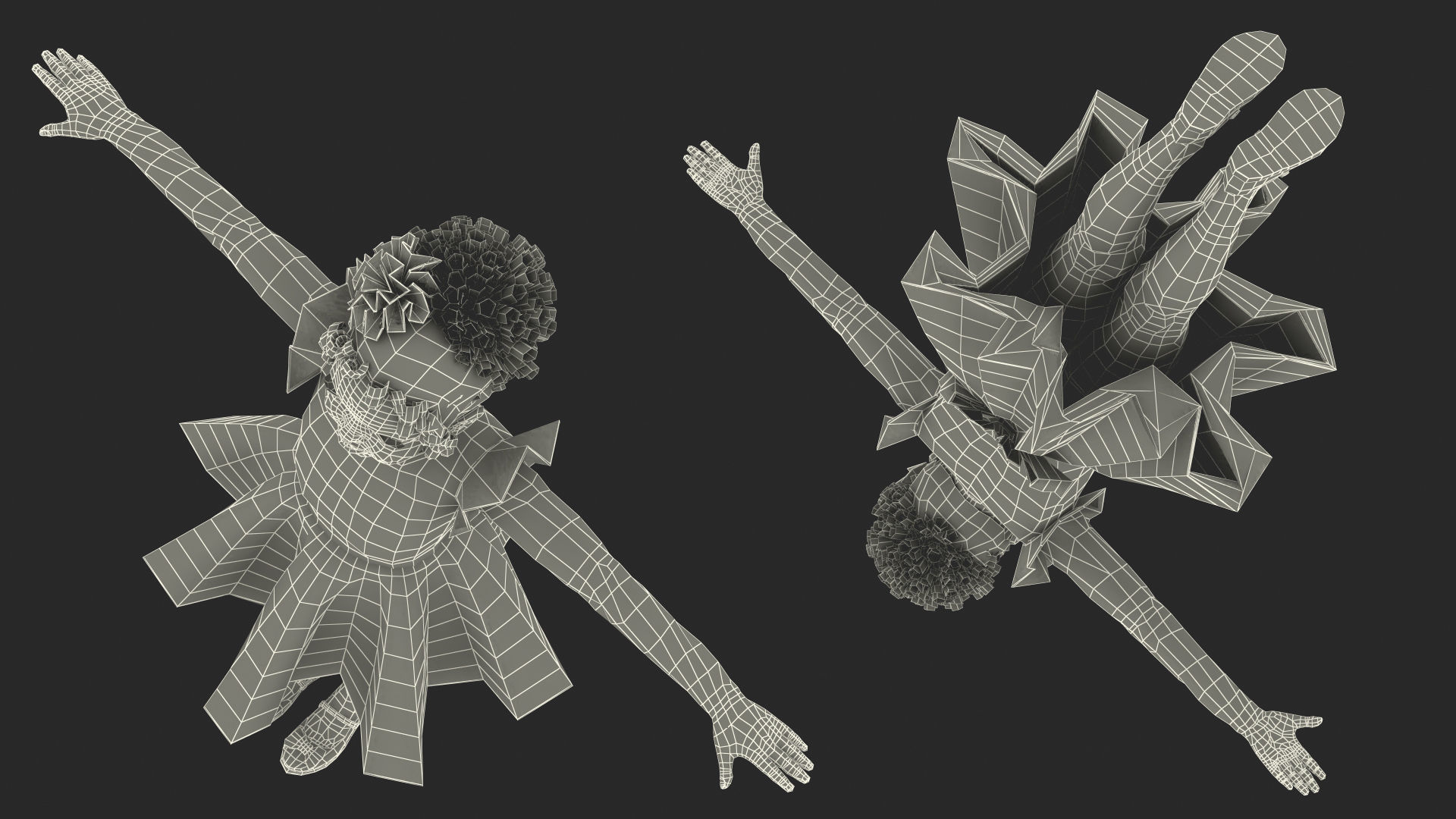 Black Child Girl Party Style Rigged for Maya 3D model_35