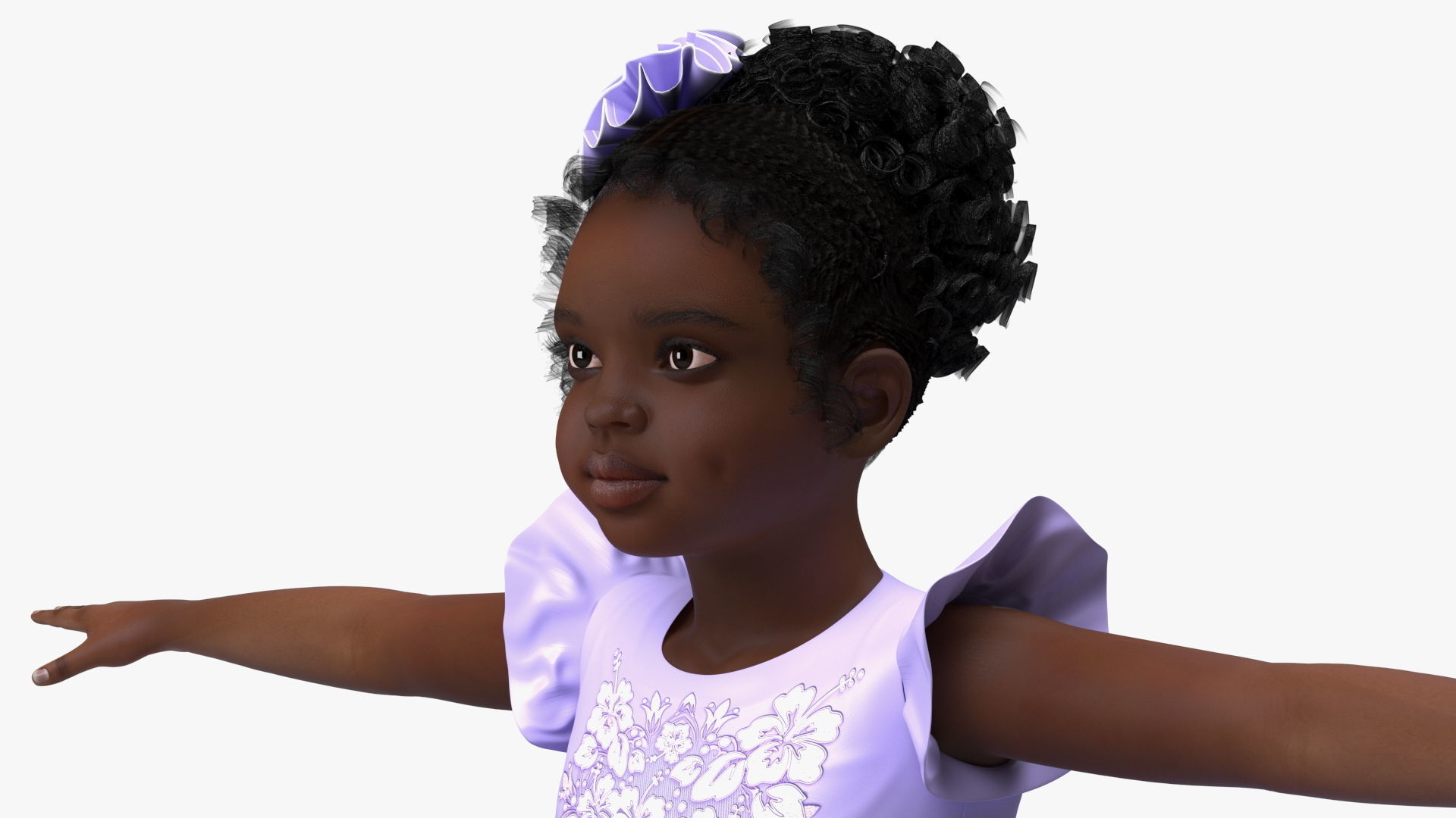 Black Child Girl Party Style Rigged for Maya 3D model_17