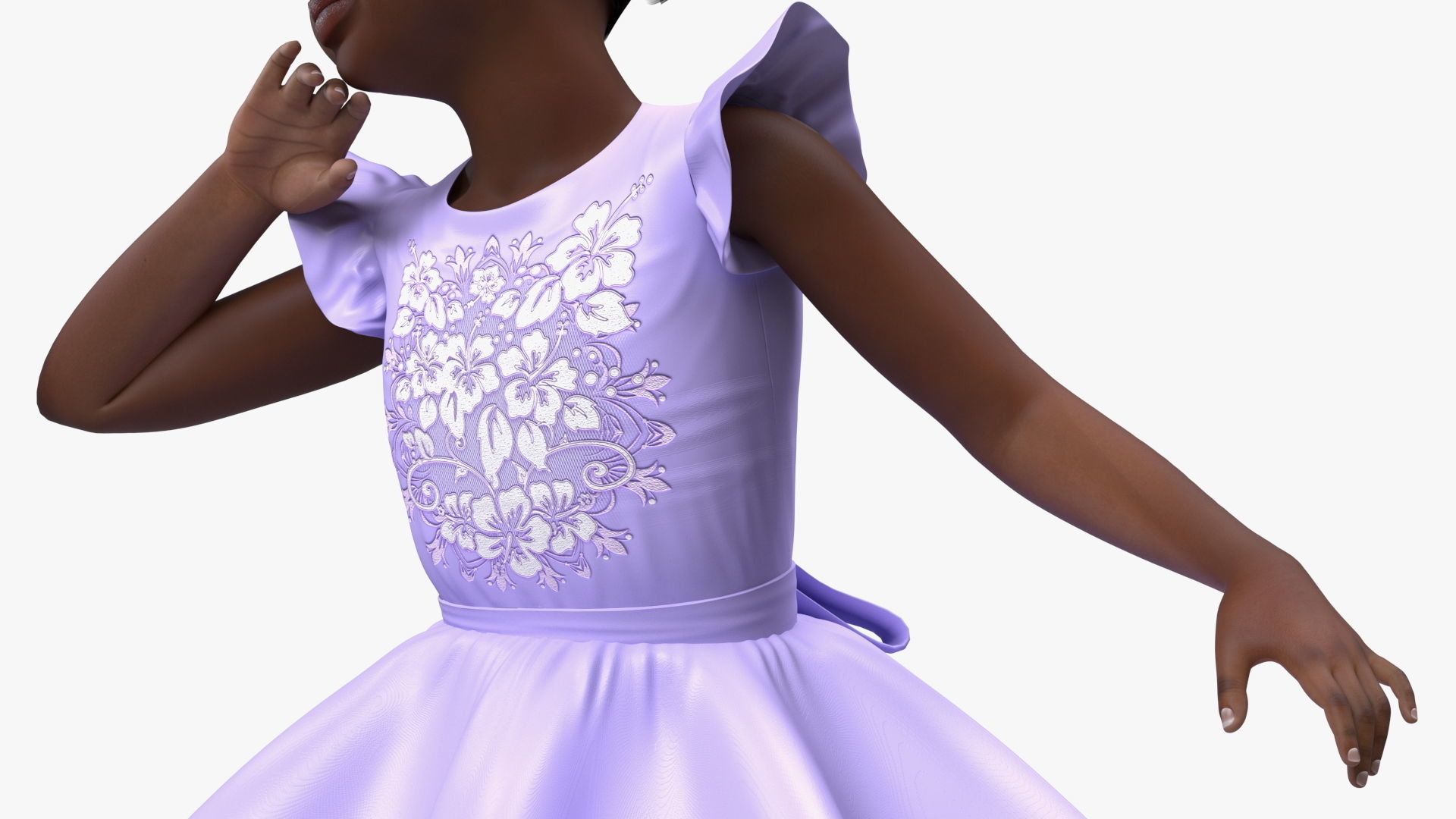 Black Child Girl Party Style Rigged for Maya 3D model_22